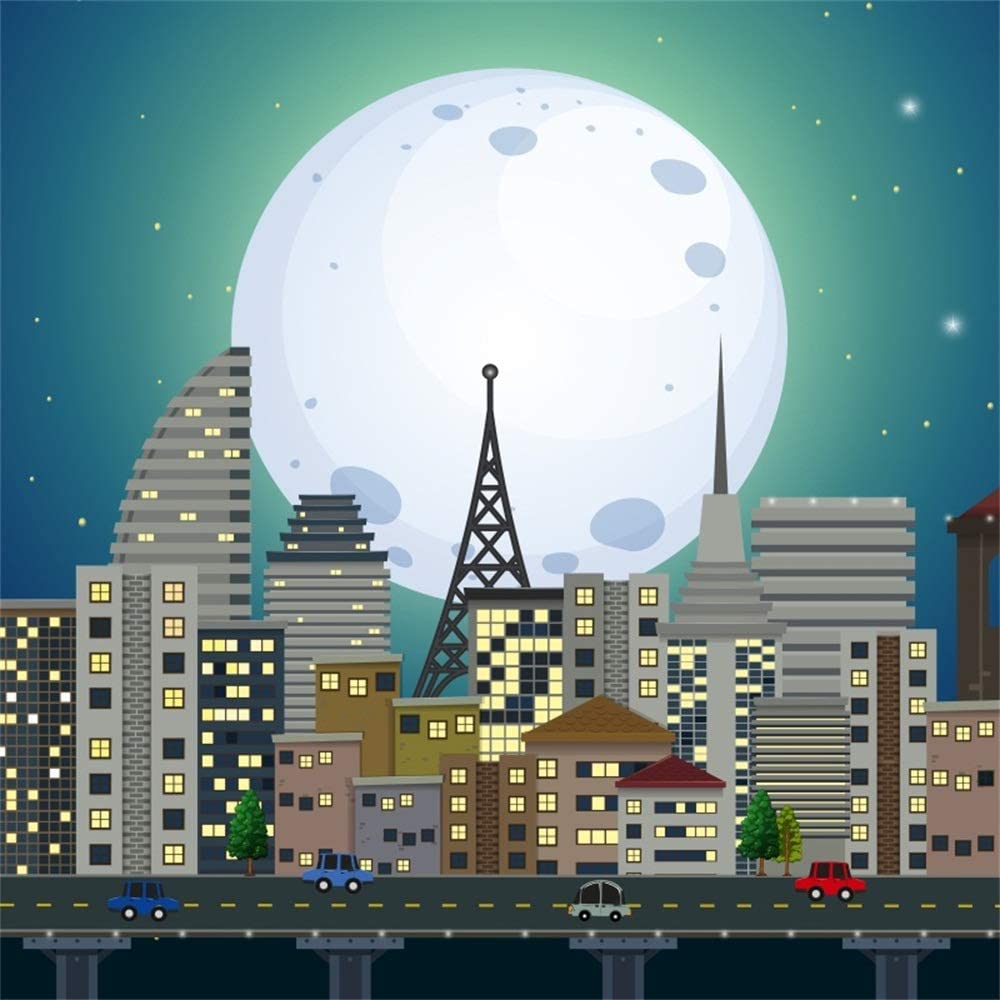 Eiffel Tower Cityscape In Moon Night Wallpapers