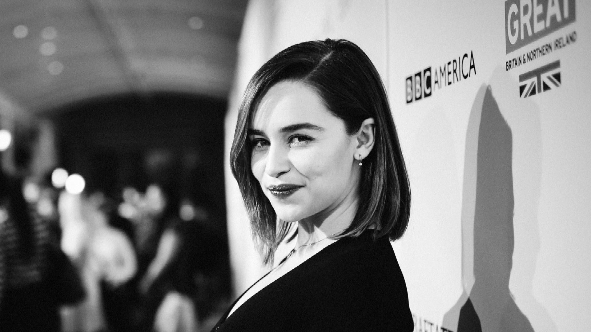 Emilia Clarke Monochrome In Black Dress Wallpapers