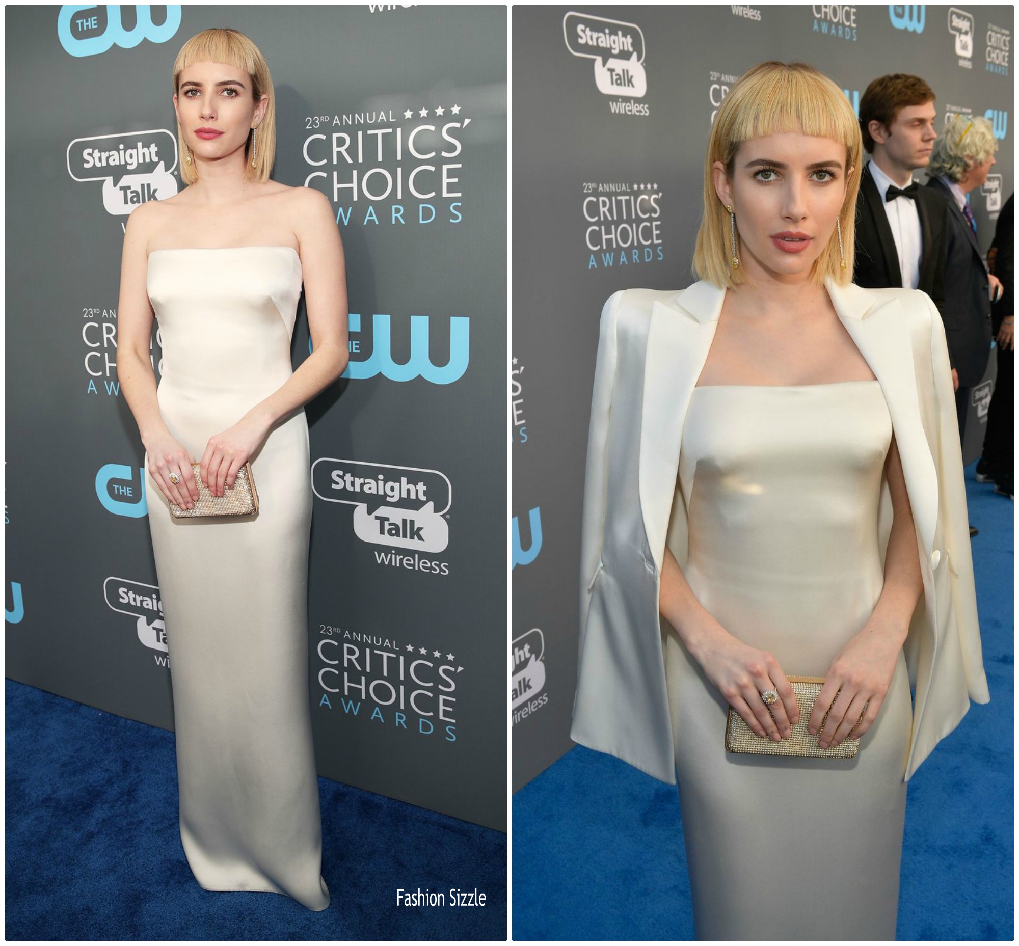 Emma Roberts In White Dress Critics Choice Awards Wallpapers