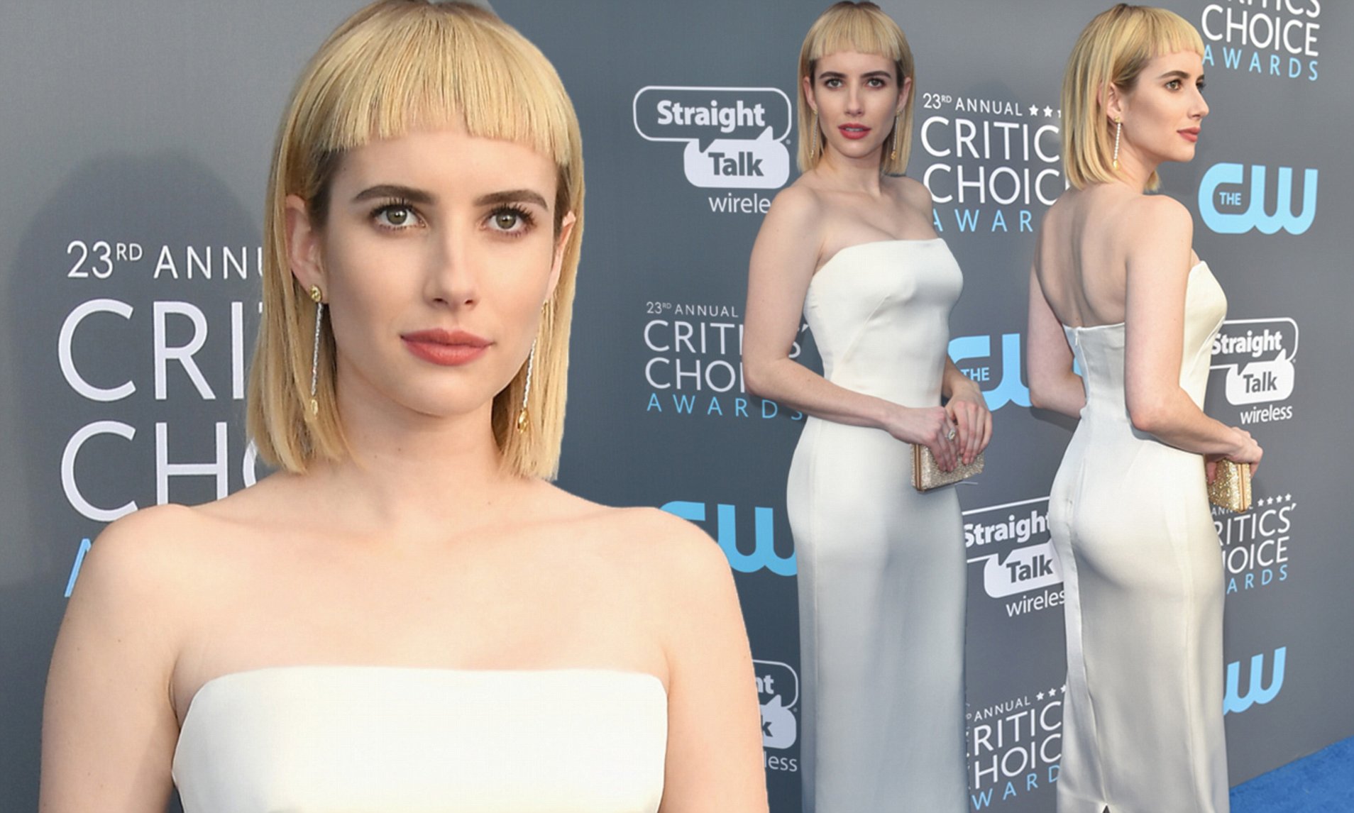 Emma Roberts In White Dress Critics Choice Awards Wallpapers