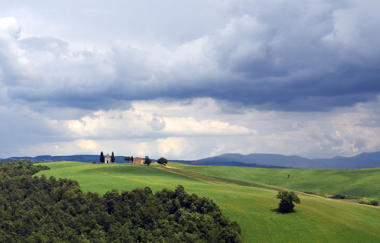 Europe Italy'S Tuscany Summer  Hills Field With House Wallpapers