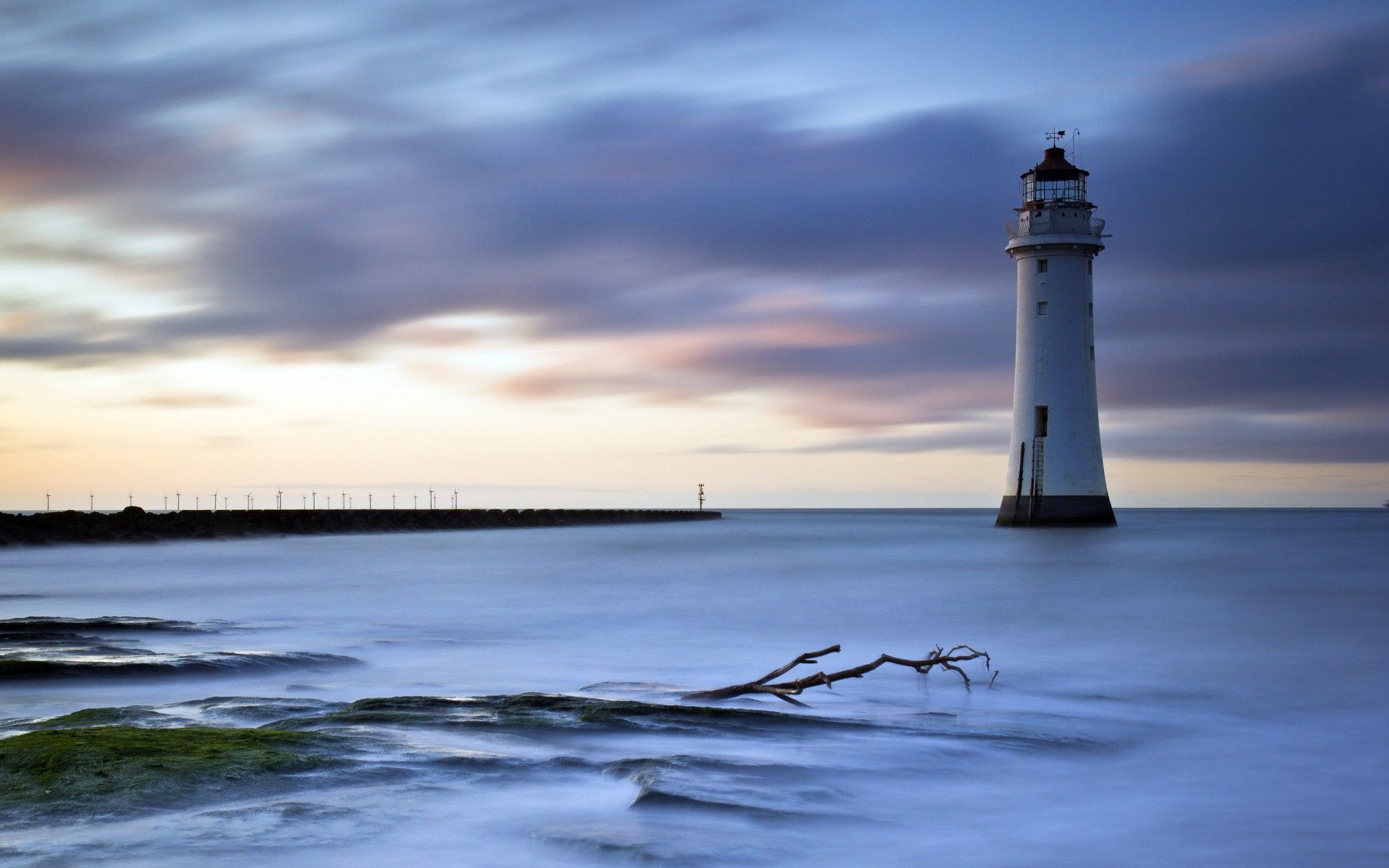 Evening In Lighthouse Sea Wallpapers