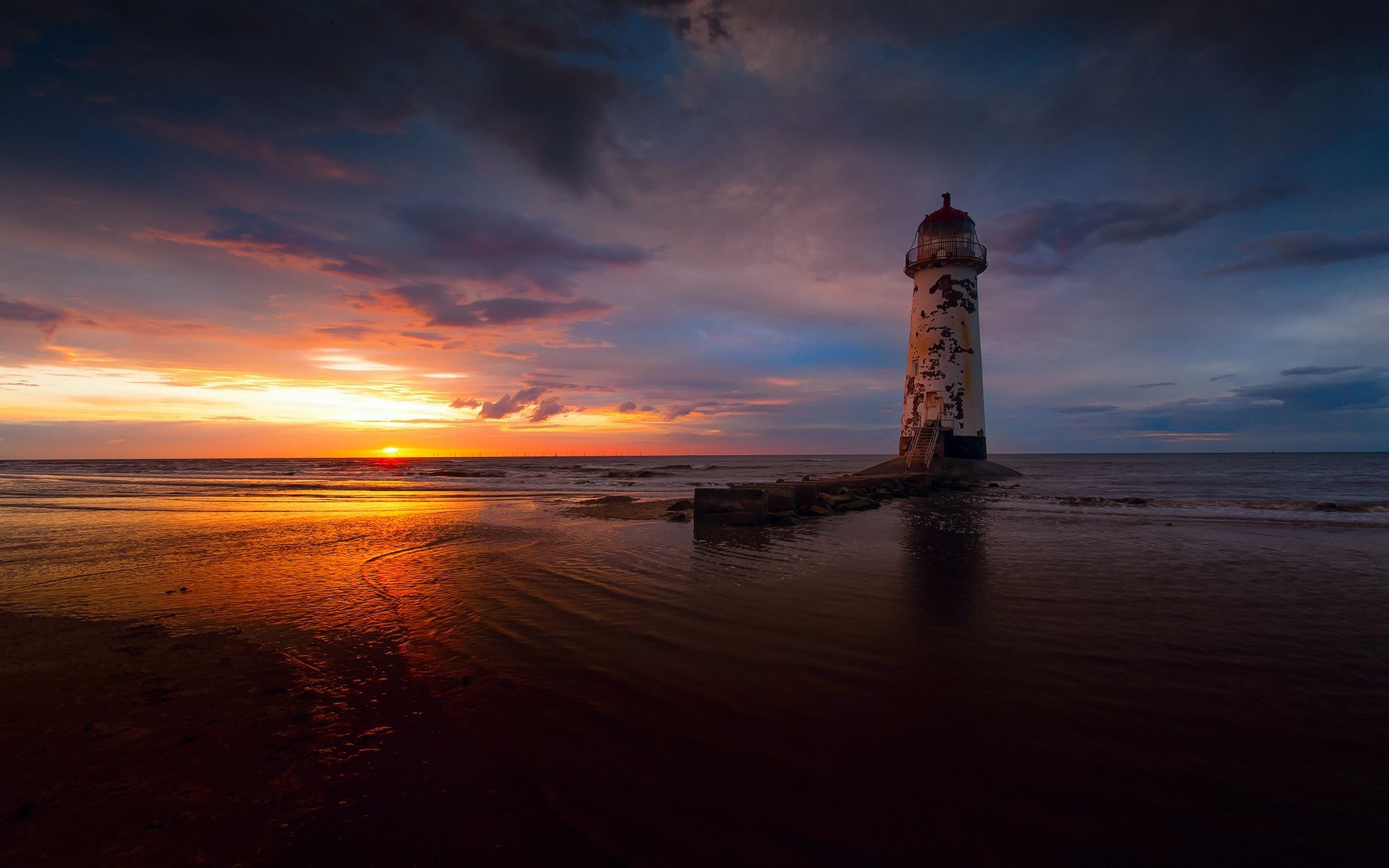 Evening In Lighthouse Sea Wallpapers