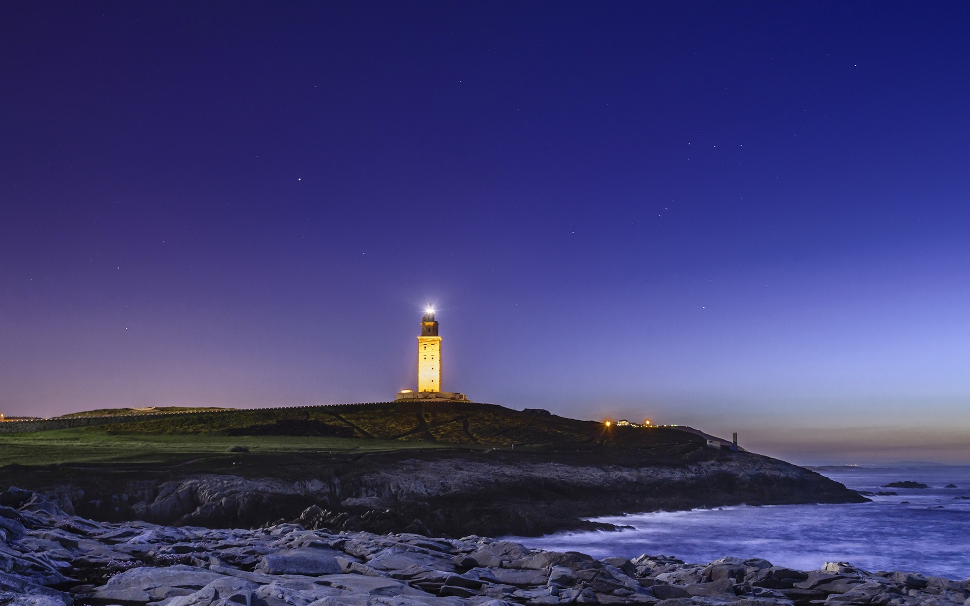 Evening In Lighthouse Sea Wallpapers