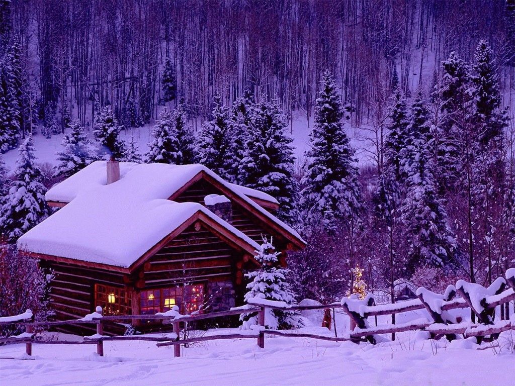Evening In Winter Snowy House Wallpapers