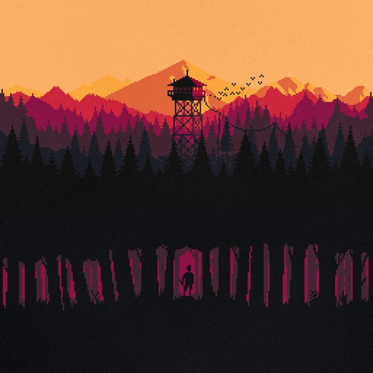 Evening Sunset Mountains Firewatch Drawing Wallpapers