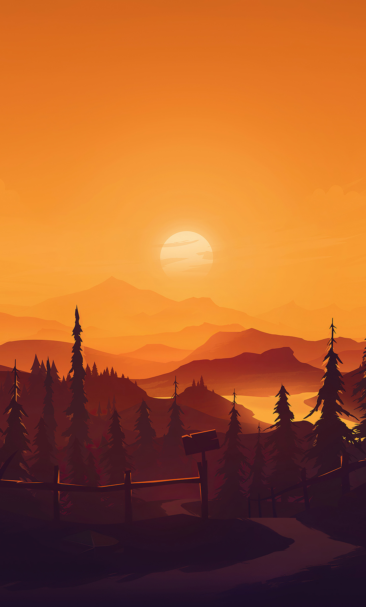 Evening Sunset Mountains Firewatch Drawing Wallpapers