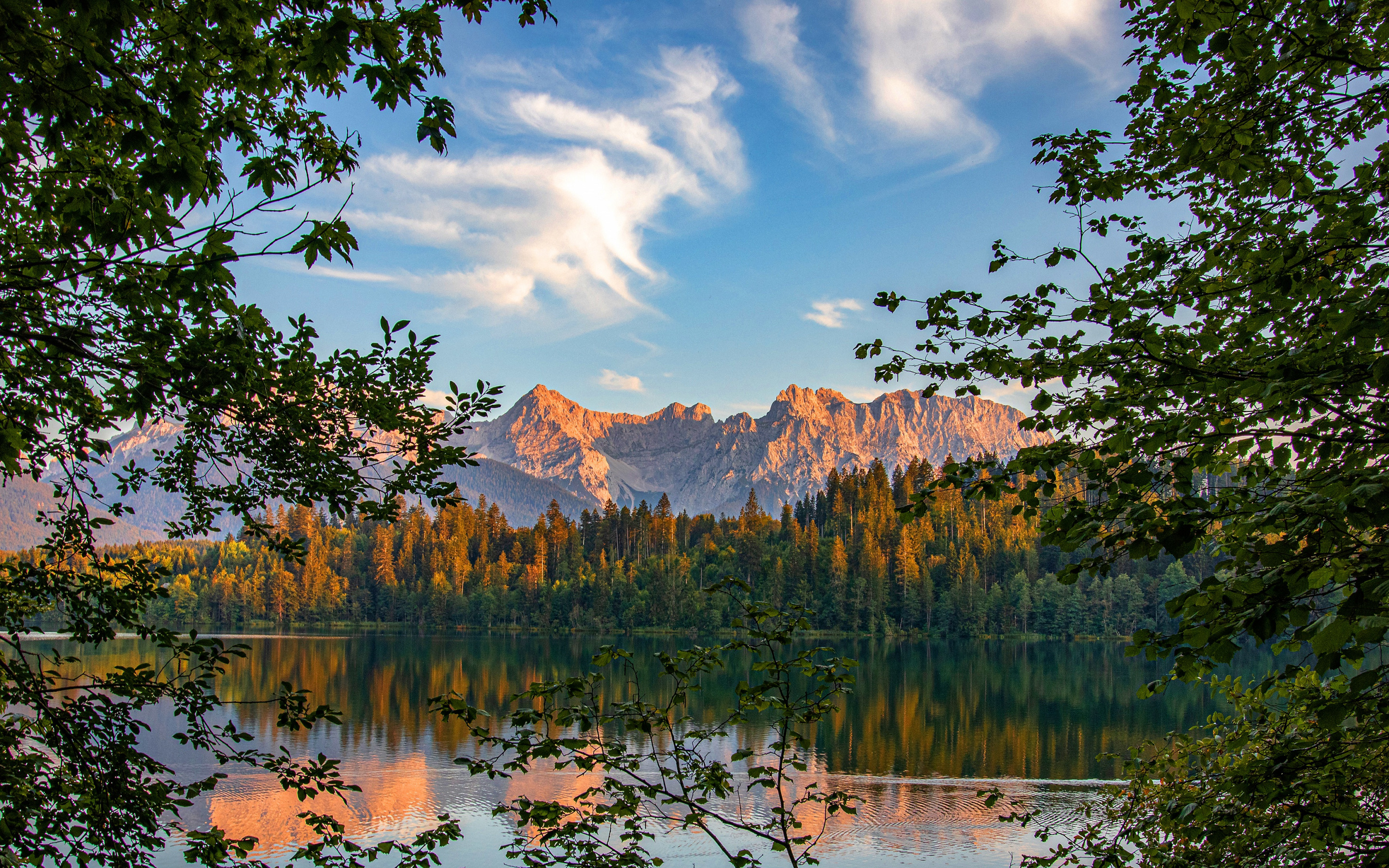 Evening Sunset Mountains Lake Wallpapers