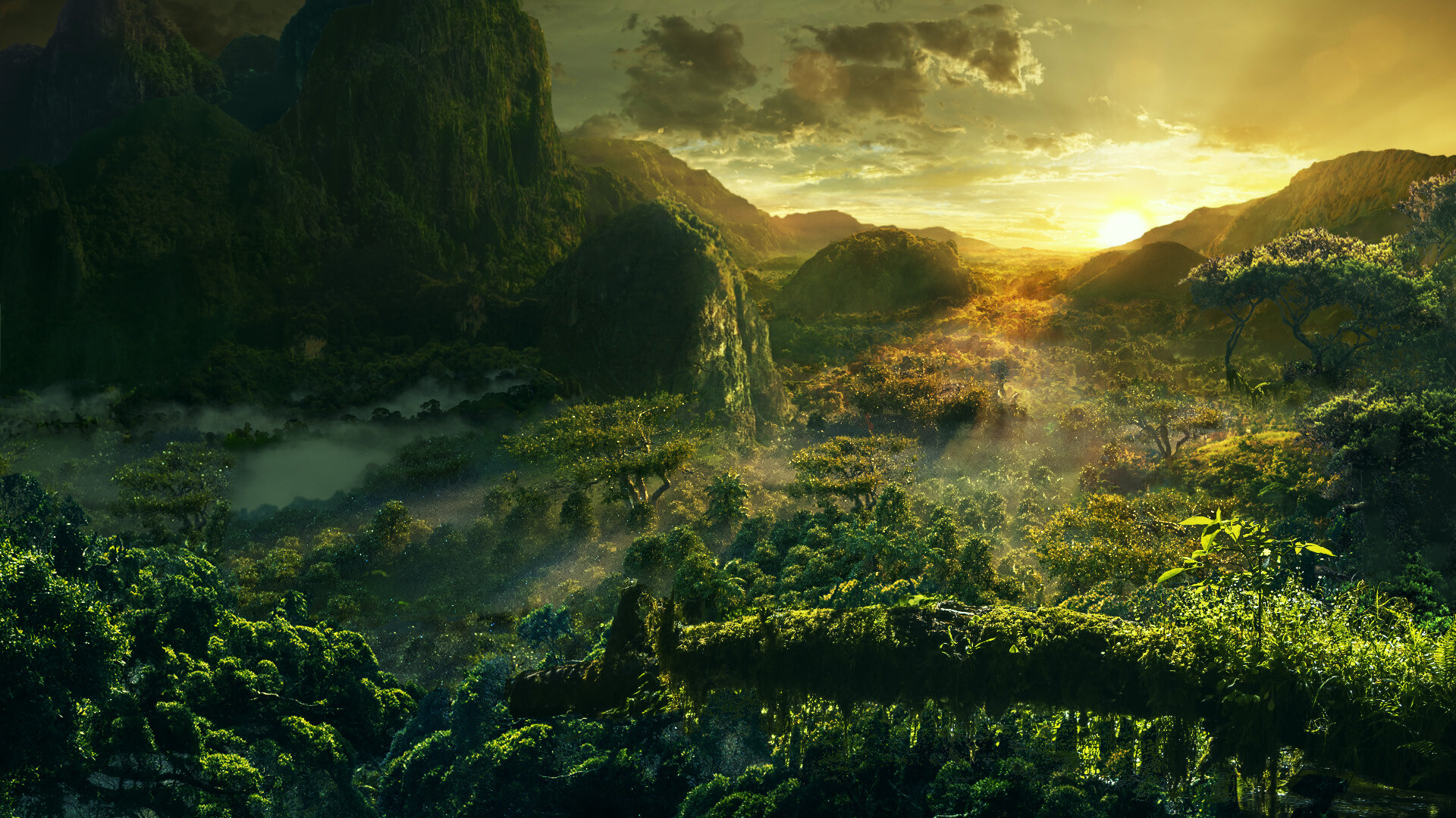 Fantasy 3D Forest Mountains Art
 Wallpapers