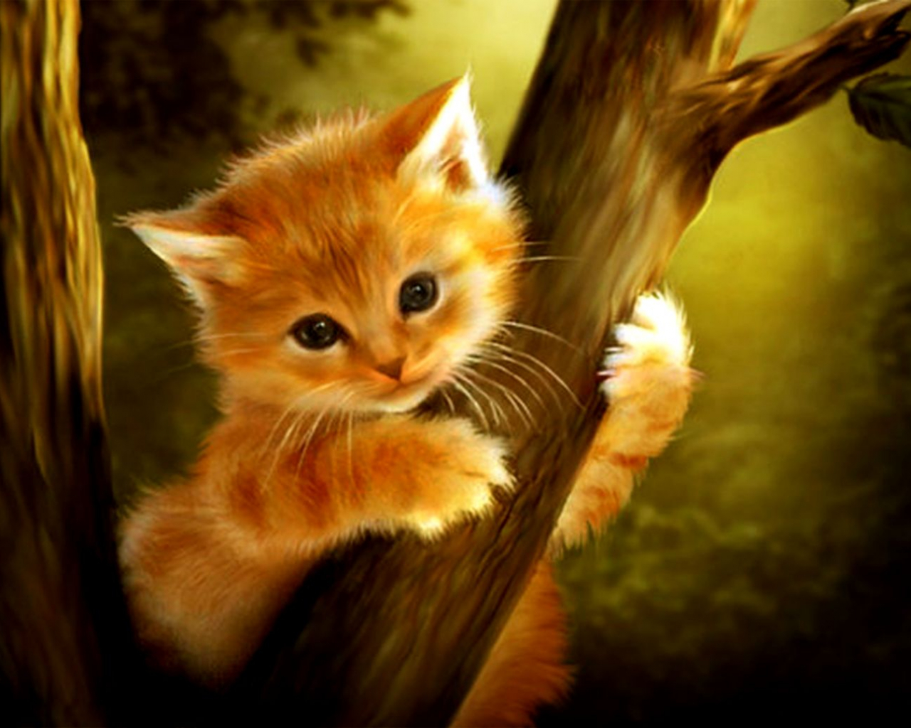 Fantasy Cat And Tree
 Wallpapers