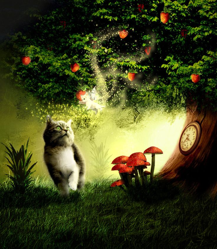 Fantasy Cat And Tree
 Wallpapers