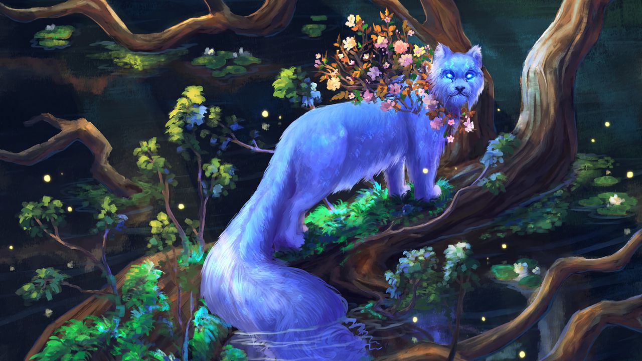 Fantasy Cat And Tree
 Wallpapers