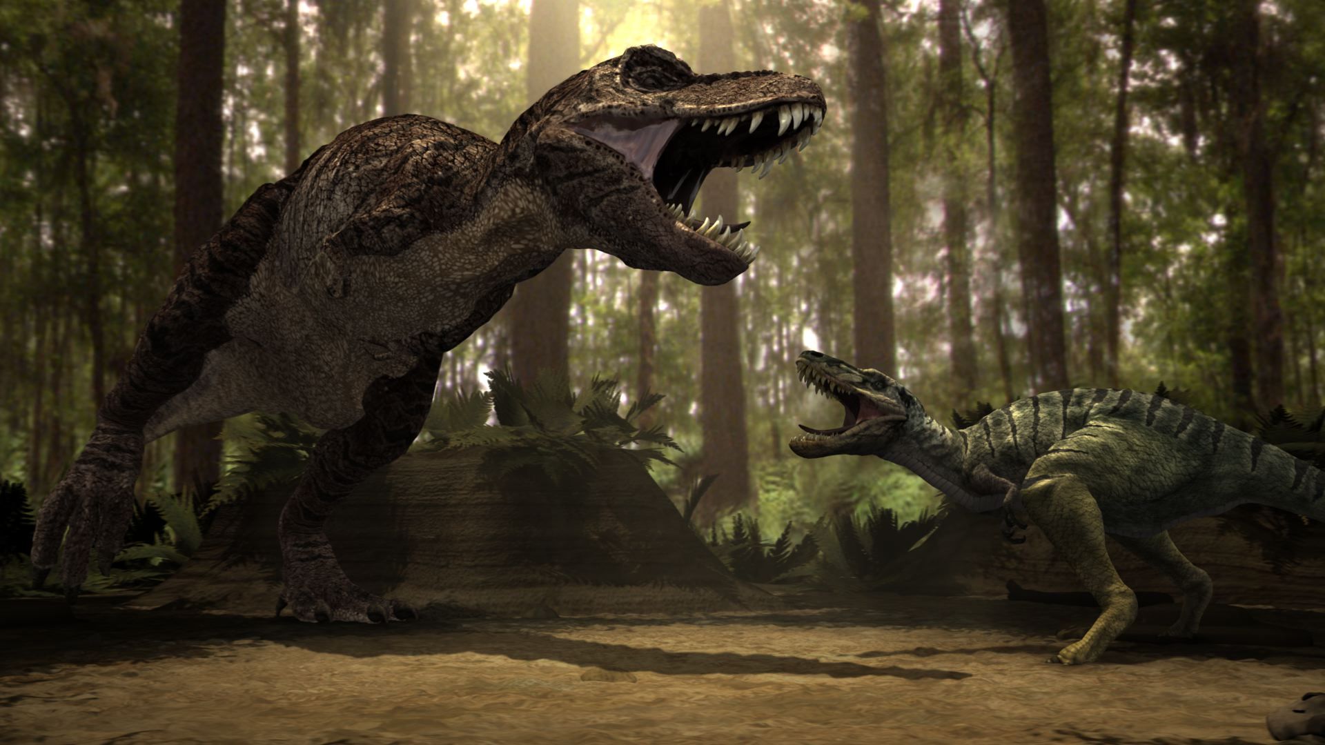 Fantasy Dinosaur And Man Fight
 Wallpapers