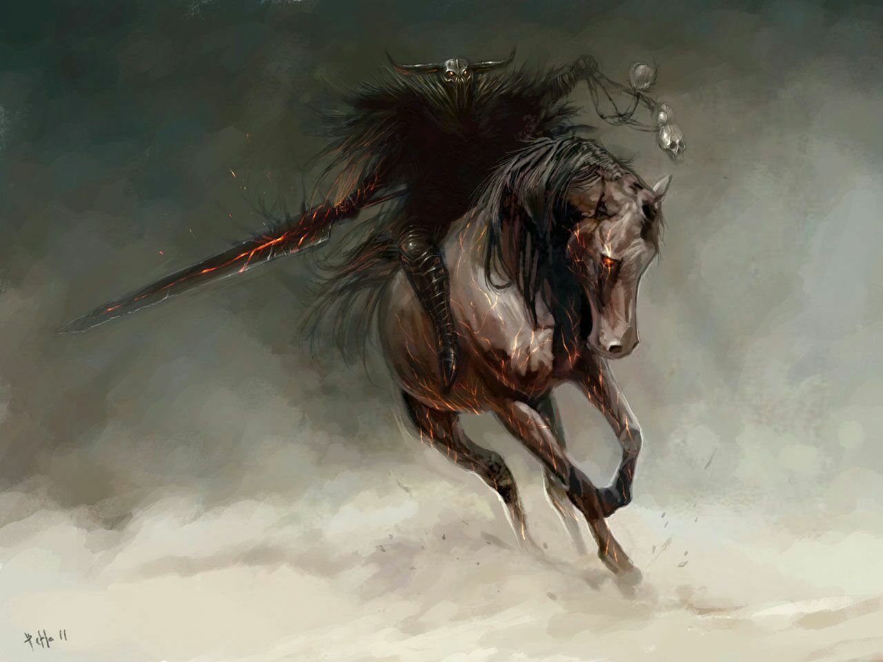 Fantasy Men Horse Riding
 Wallpapers