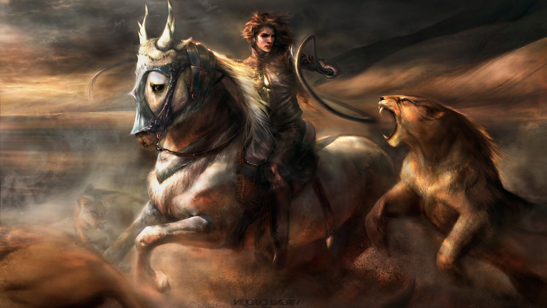 Fantasy Men Horse Riding
 Wallpapers