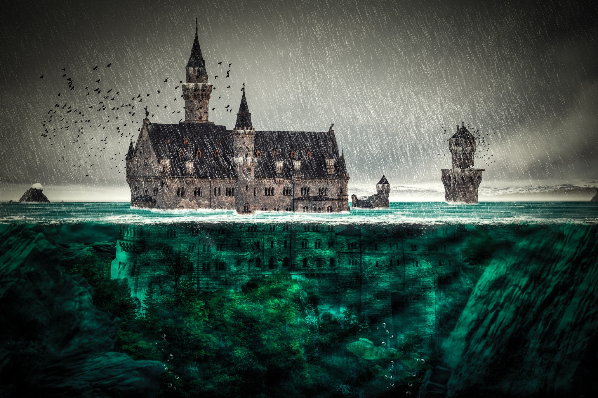 Fantasy Water Castle Wallpapers