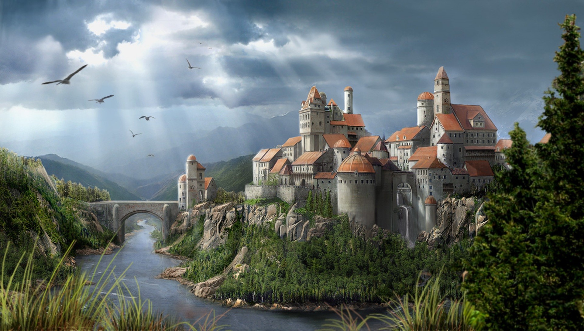 Fantasy Water Castle Wallpapers