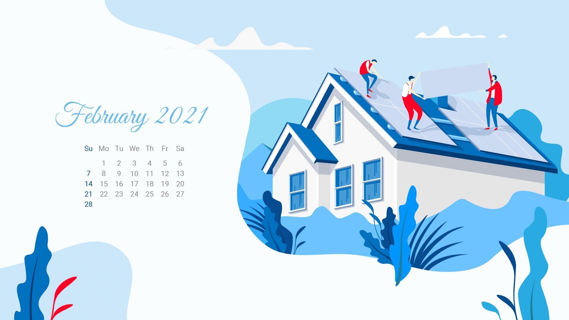February 2021 Calendar Desktop Wallpapers
