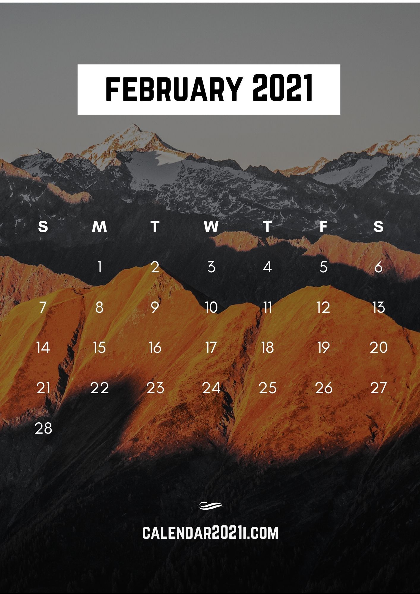 February 2021 Calendar Wallpapers