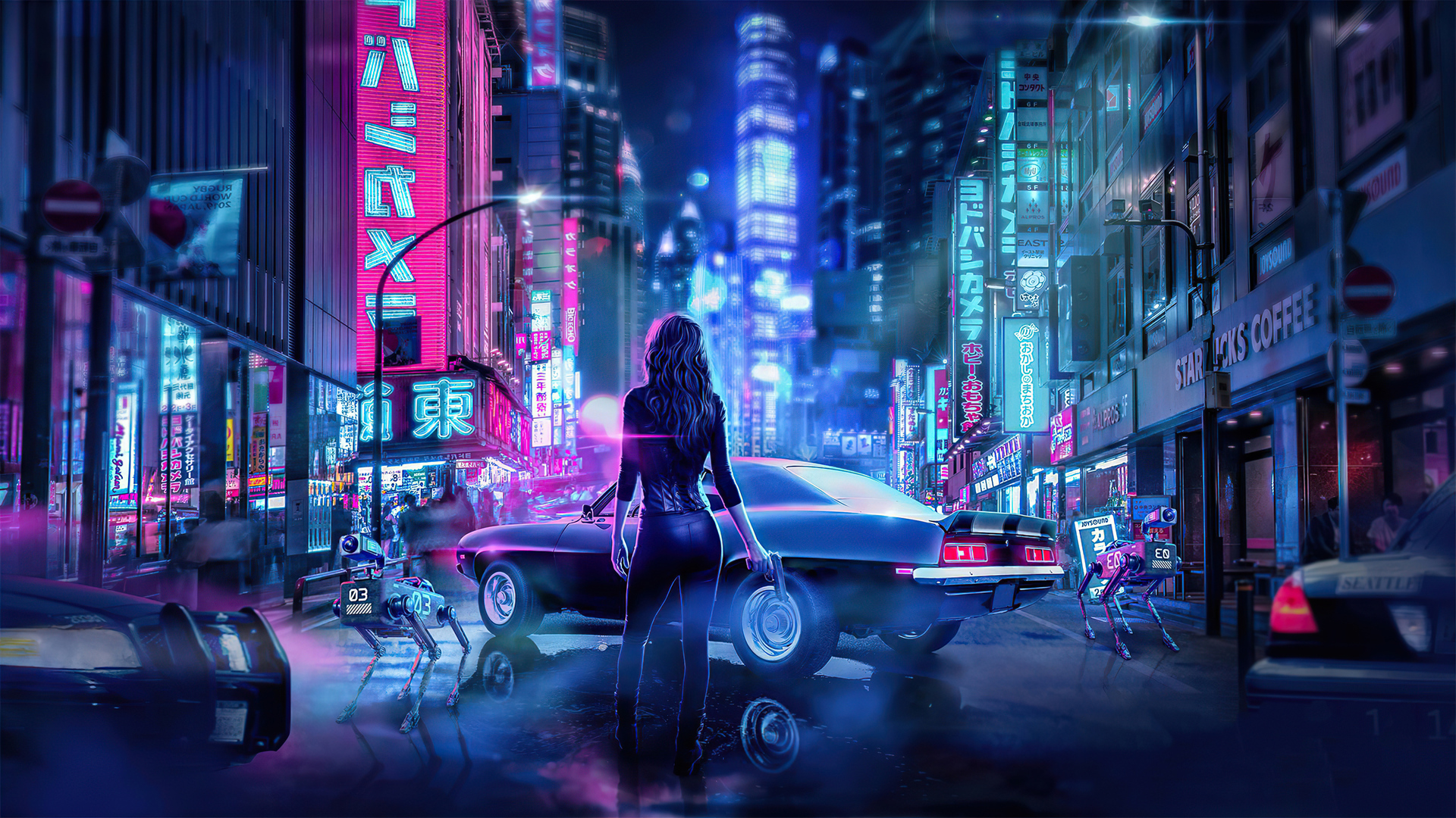 Female V Night Street Wallpapers