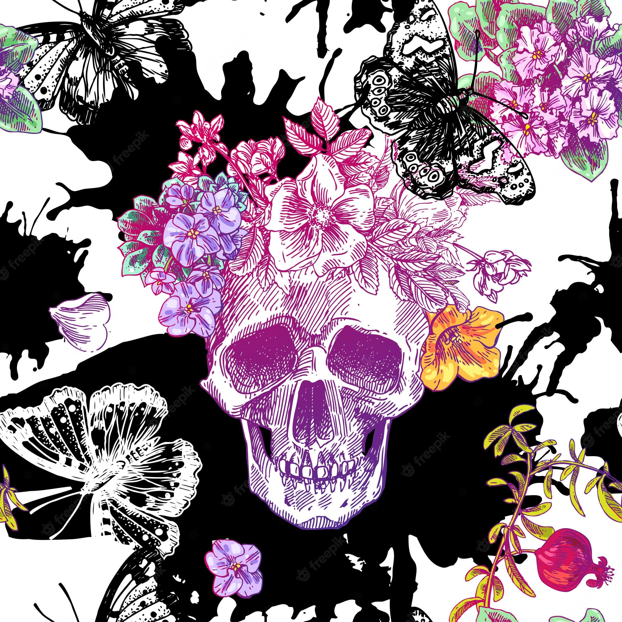 Feminine Skull And Roses Wallpapers