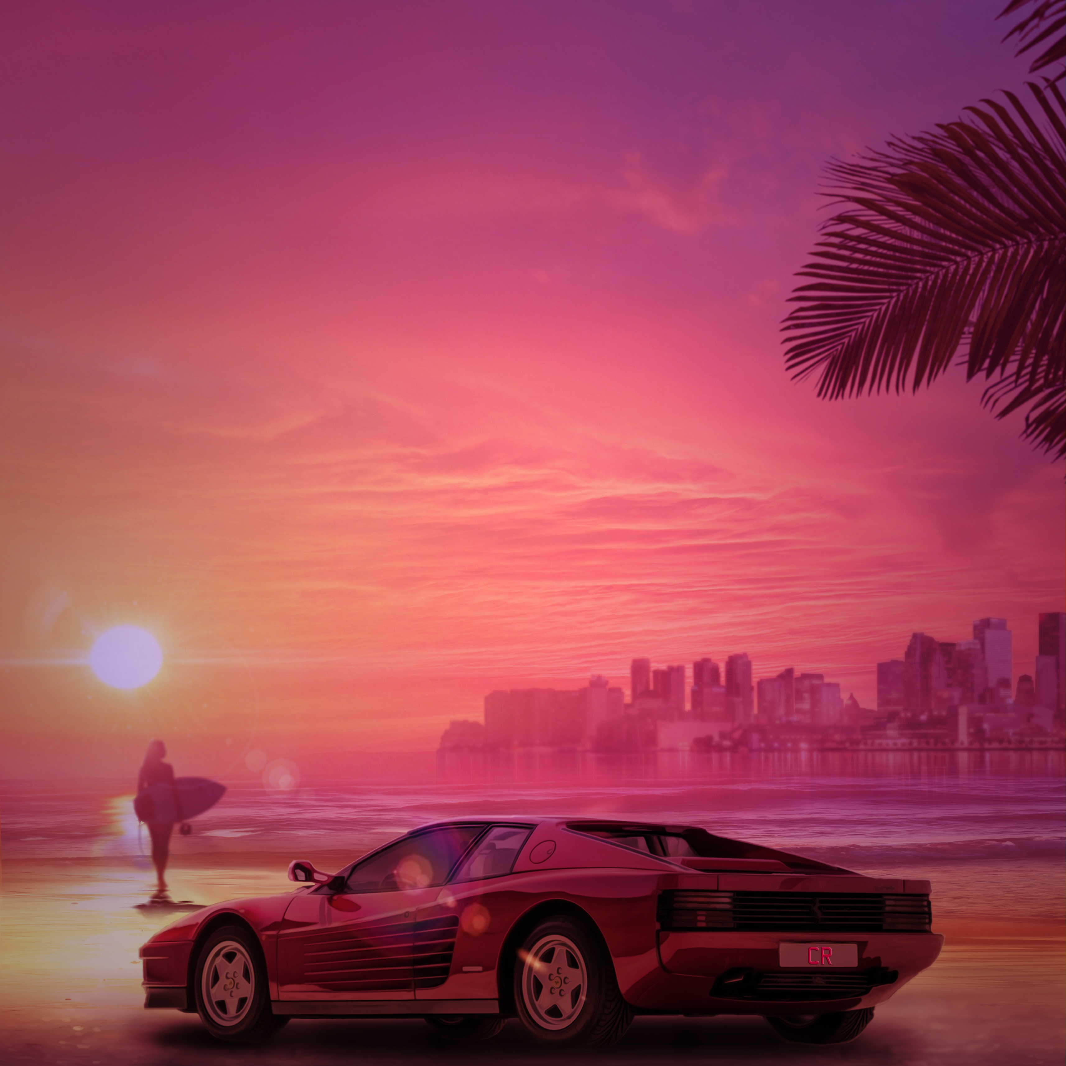 Ferrari Testarossa Sunrise Wallpapers