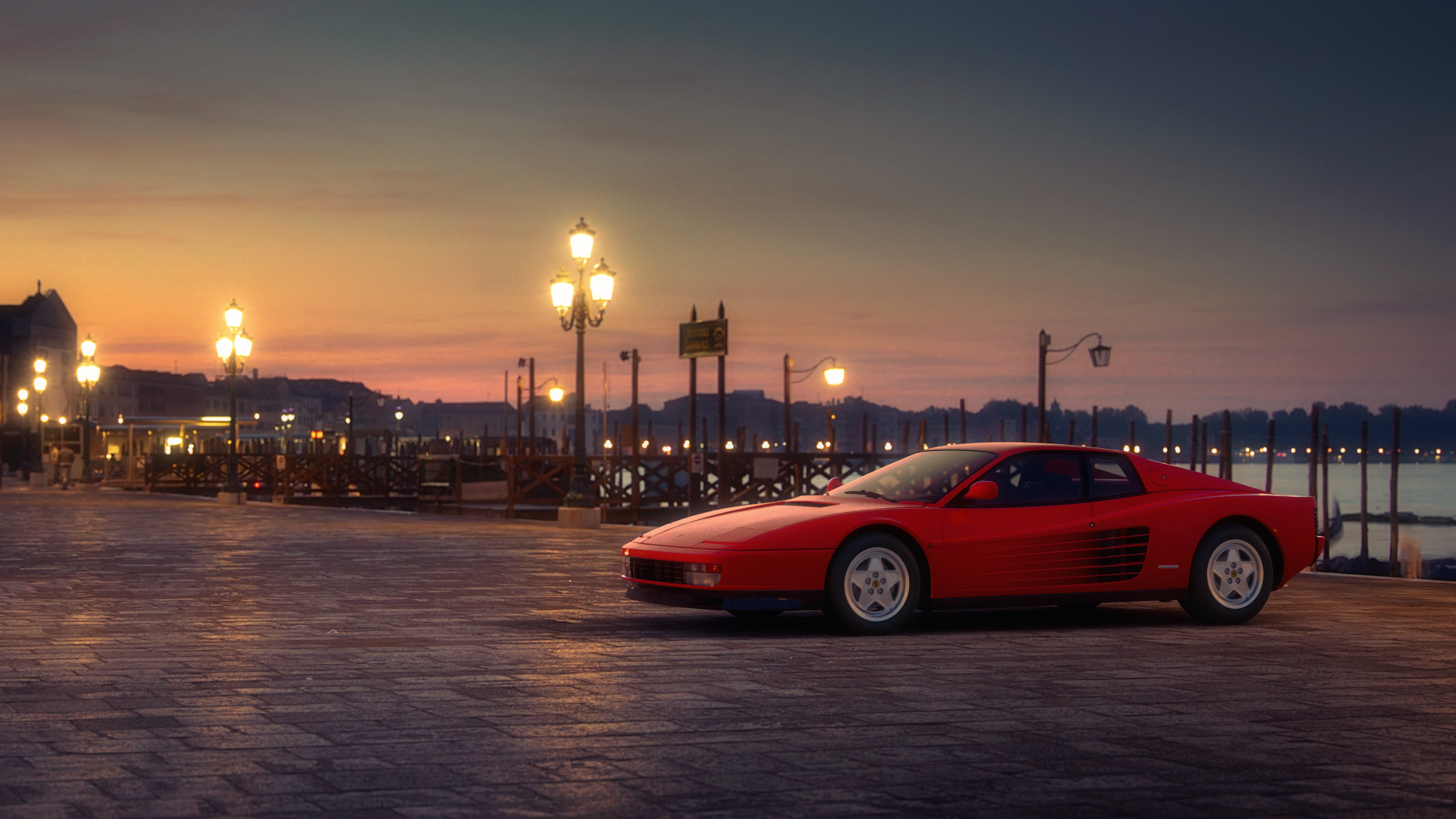 Ferrari Testarossa Sunrise Wallpapers