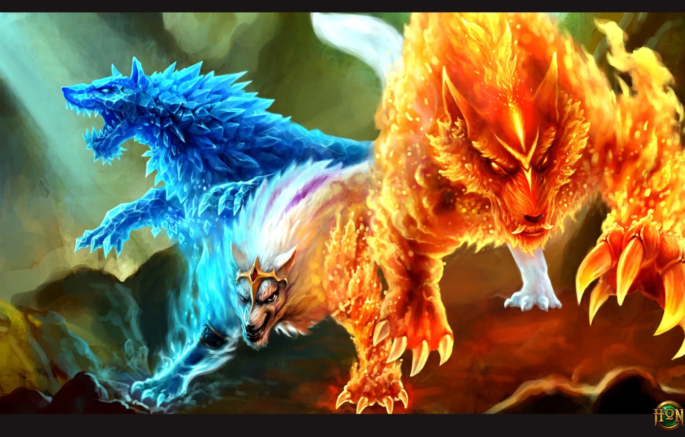 Fire And Ice Wolf Wallpapers