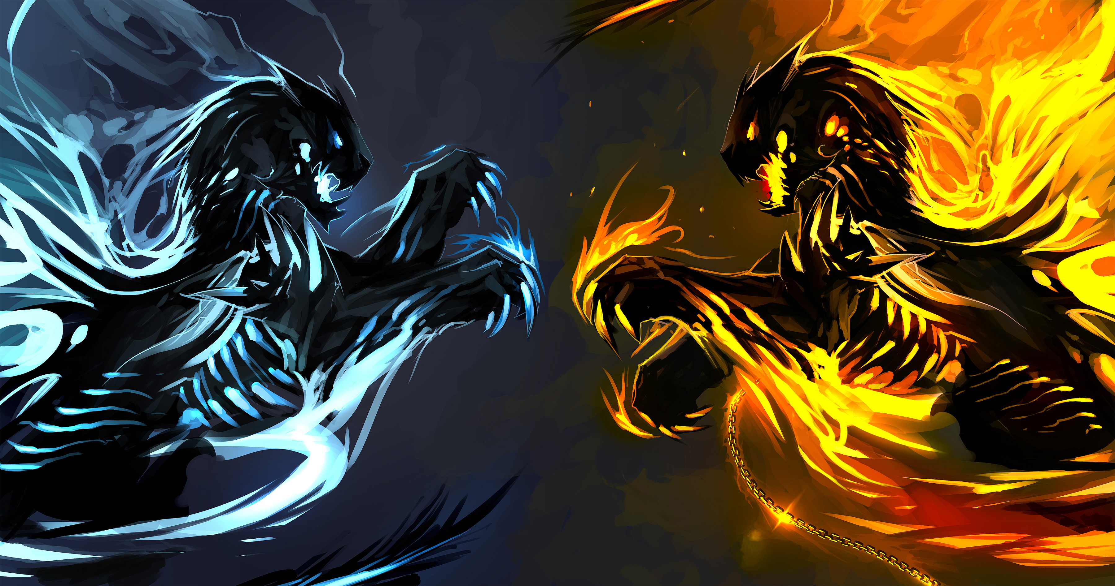 Fire And Ice Wolf Wallpapers