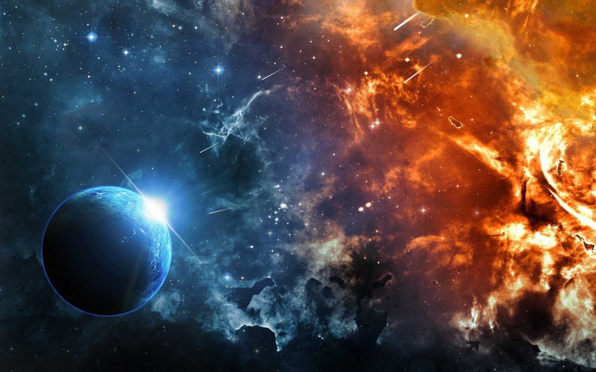 Fire In Space Digital Wallpapers