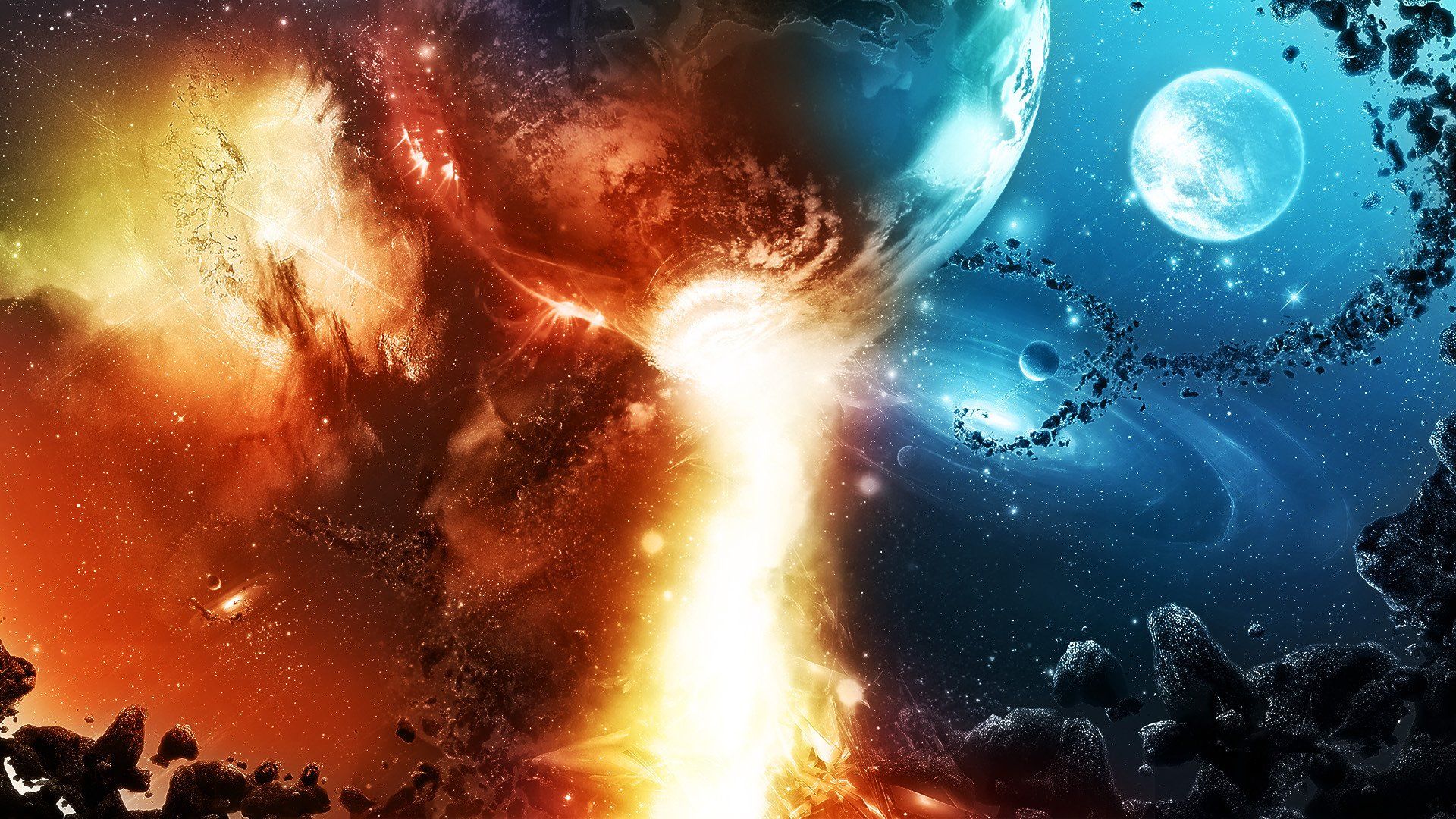 Fire In Space Digital Wallpapers