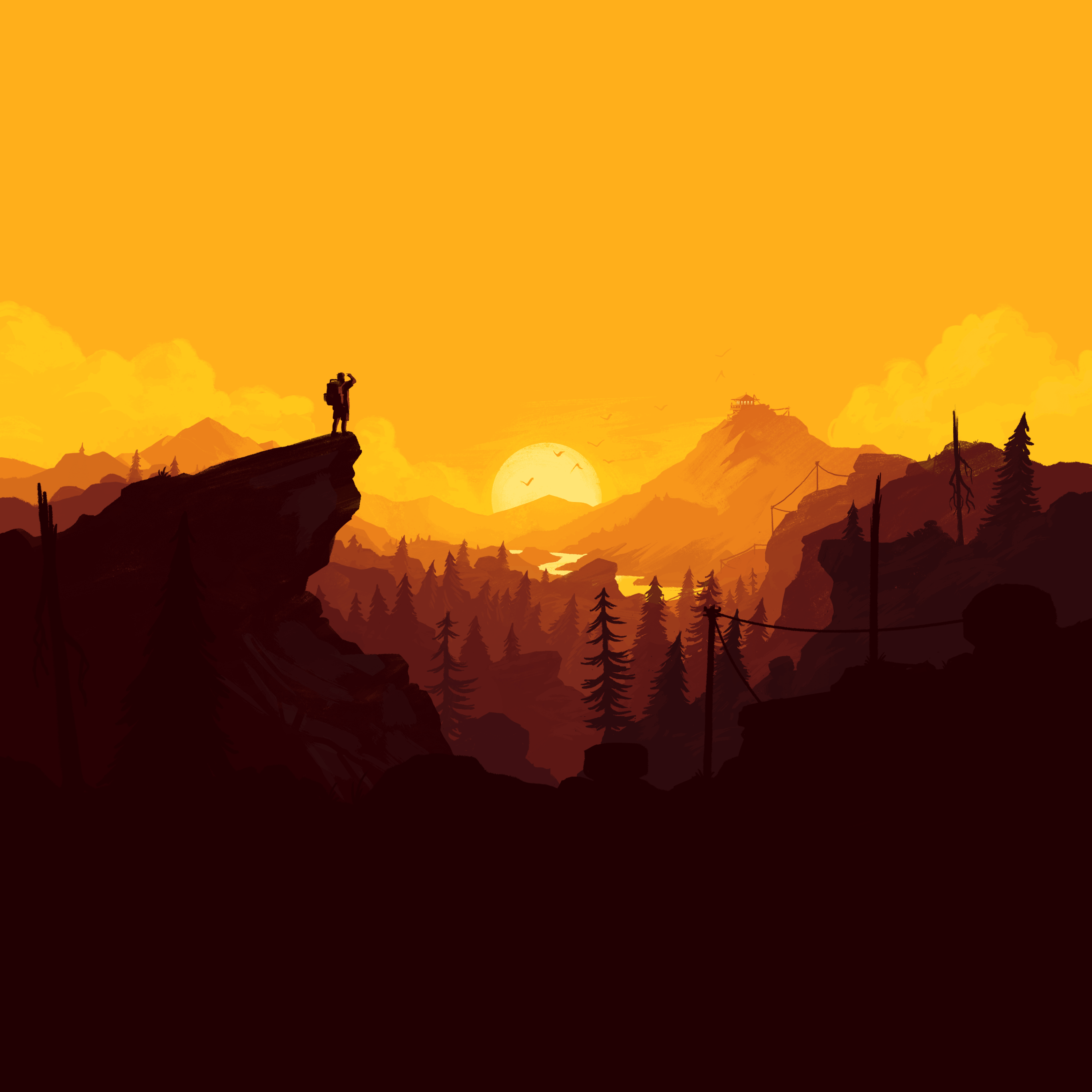 Firewatch Orange Sunset Wallpapers