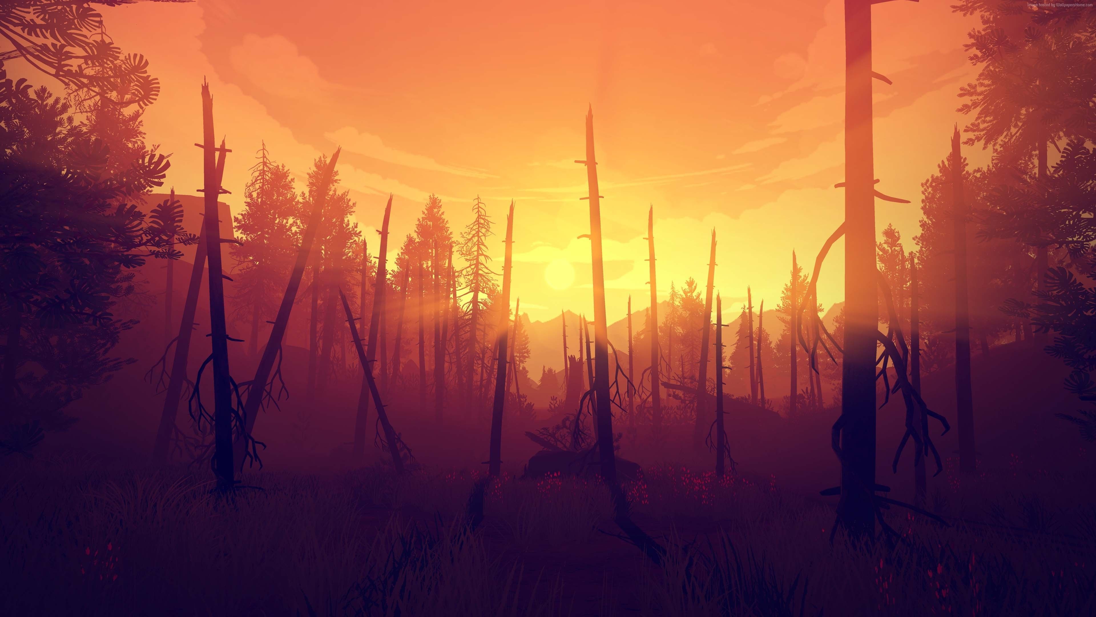 Firewatch Orange Sunset Wallpapers