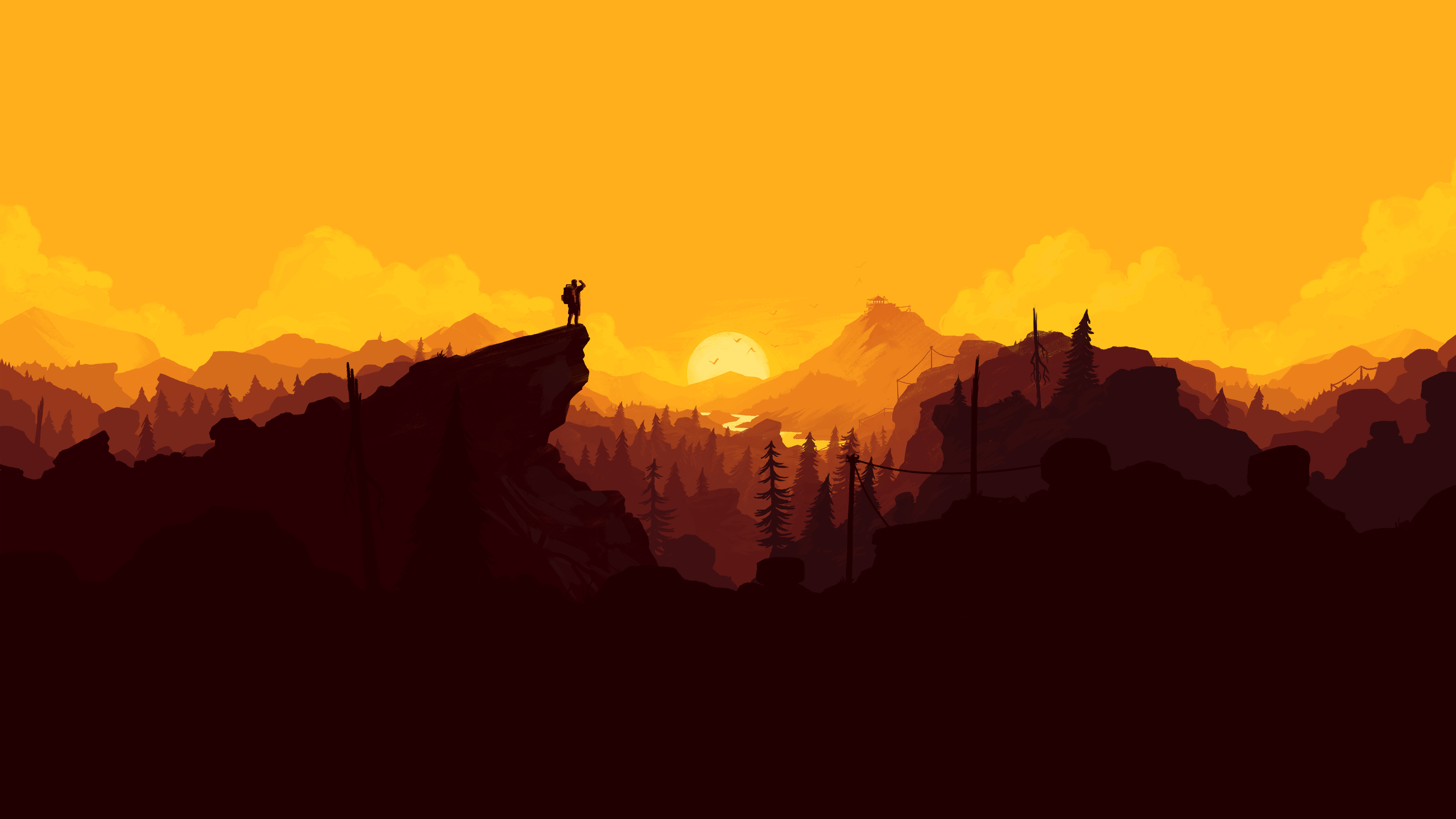 Firewatch Orange Sunset Wallpapers