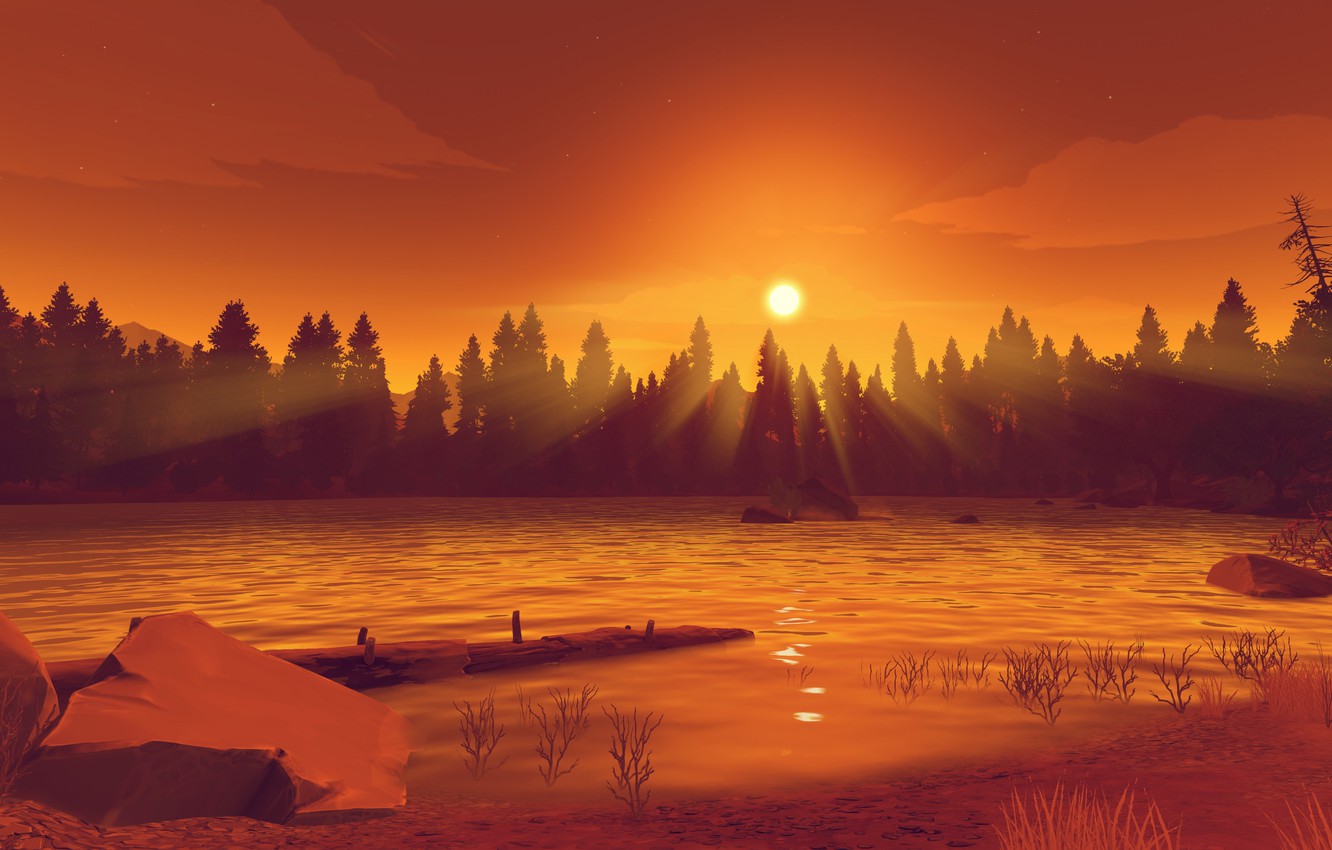 Firewatch Orange Sunset Wallpapers