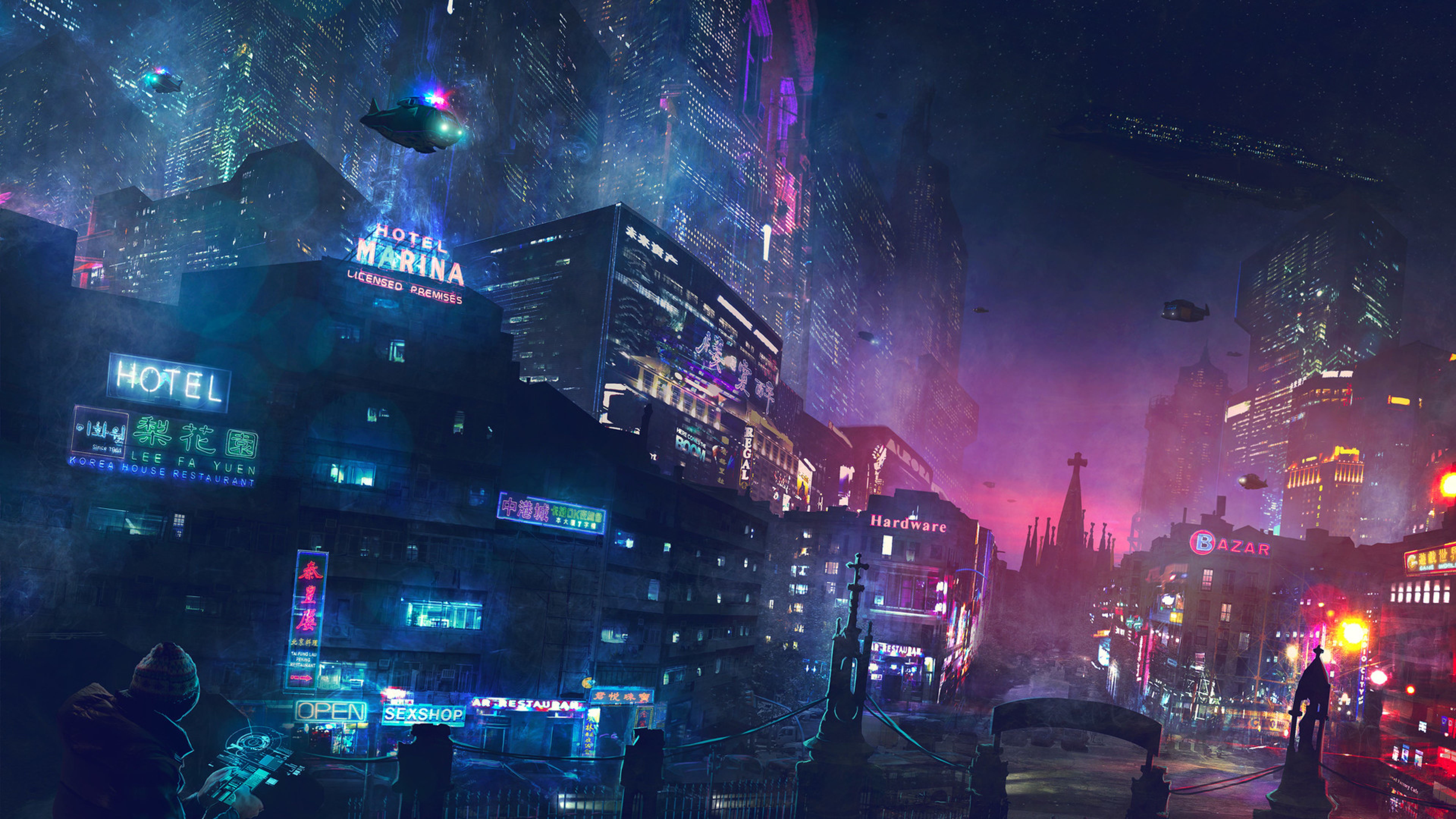 Fireworks In Futuristic City Wallpapers