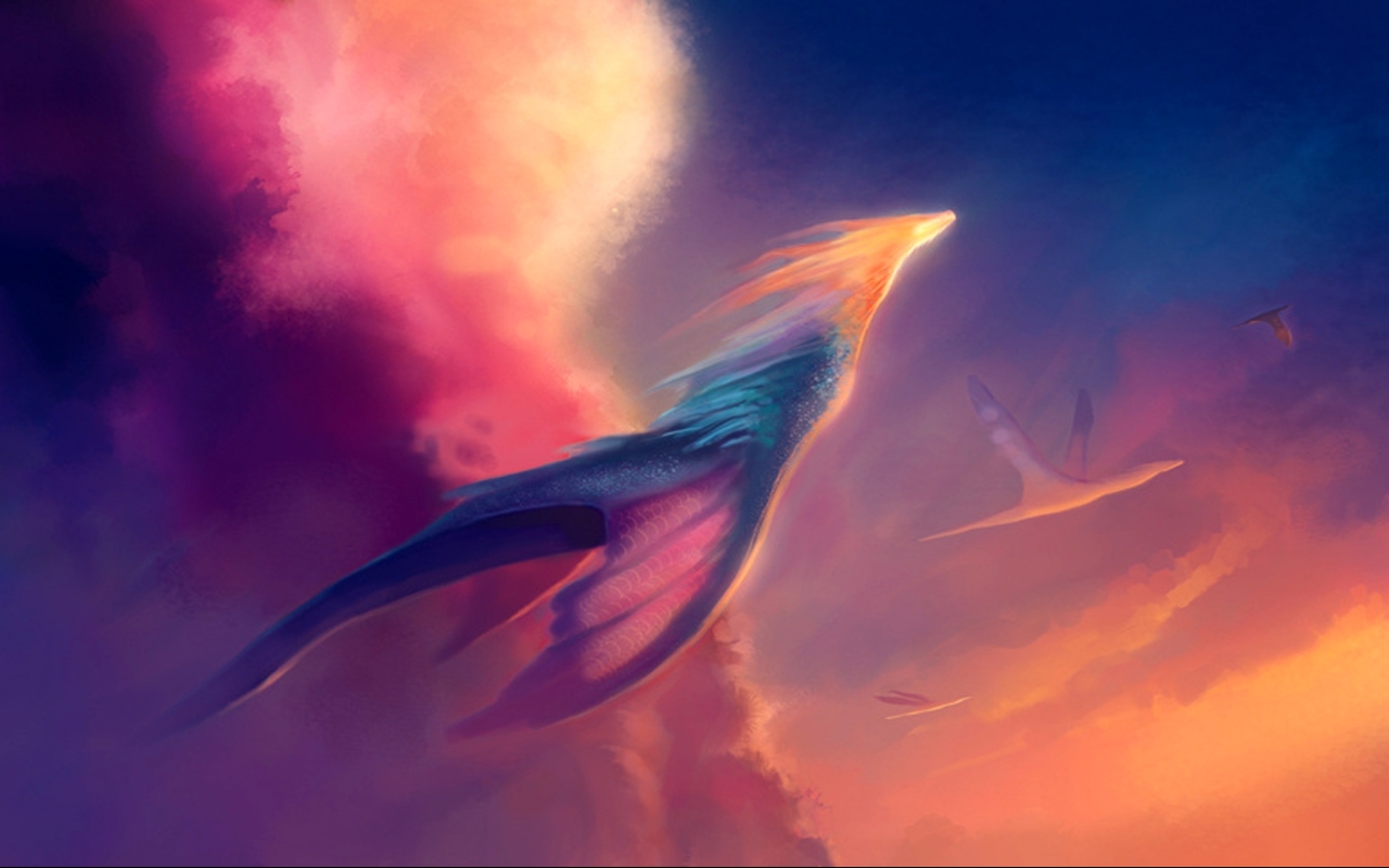 Flying Dragon Over Colorful Cloud Wallpapers