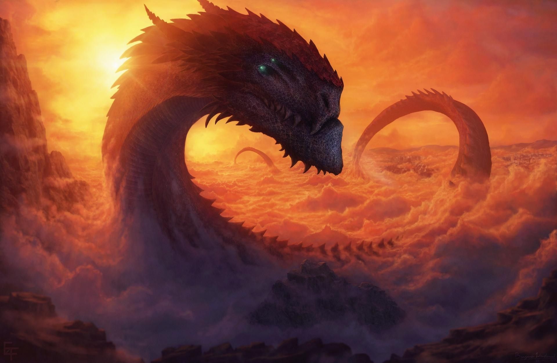 Flying Dragon Over Colorful Cloud Wallpapers