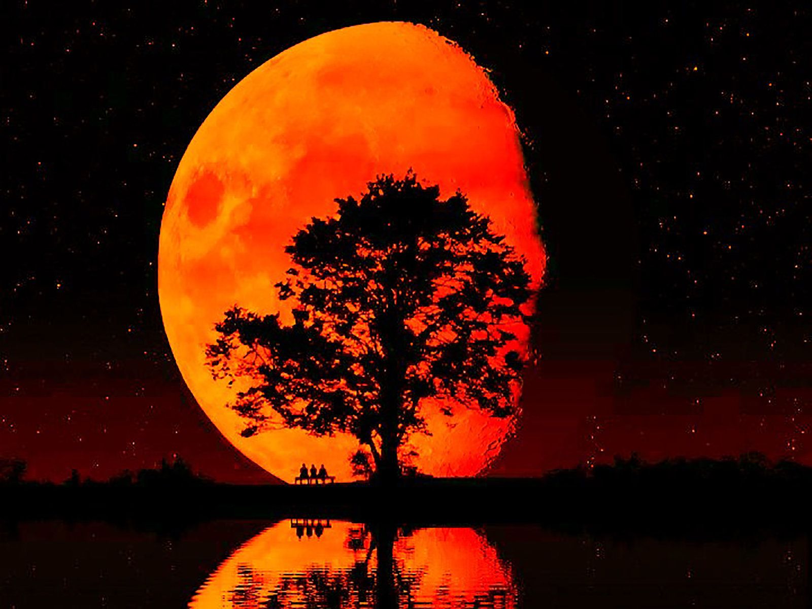 Flying To Red Moon Wallpapers