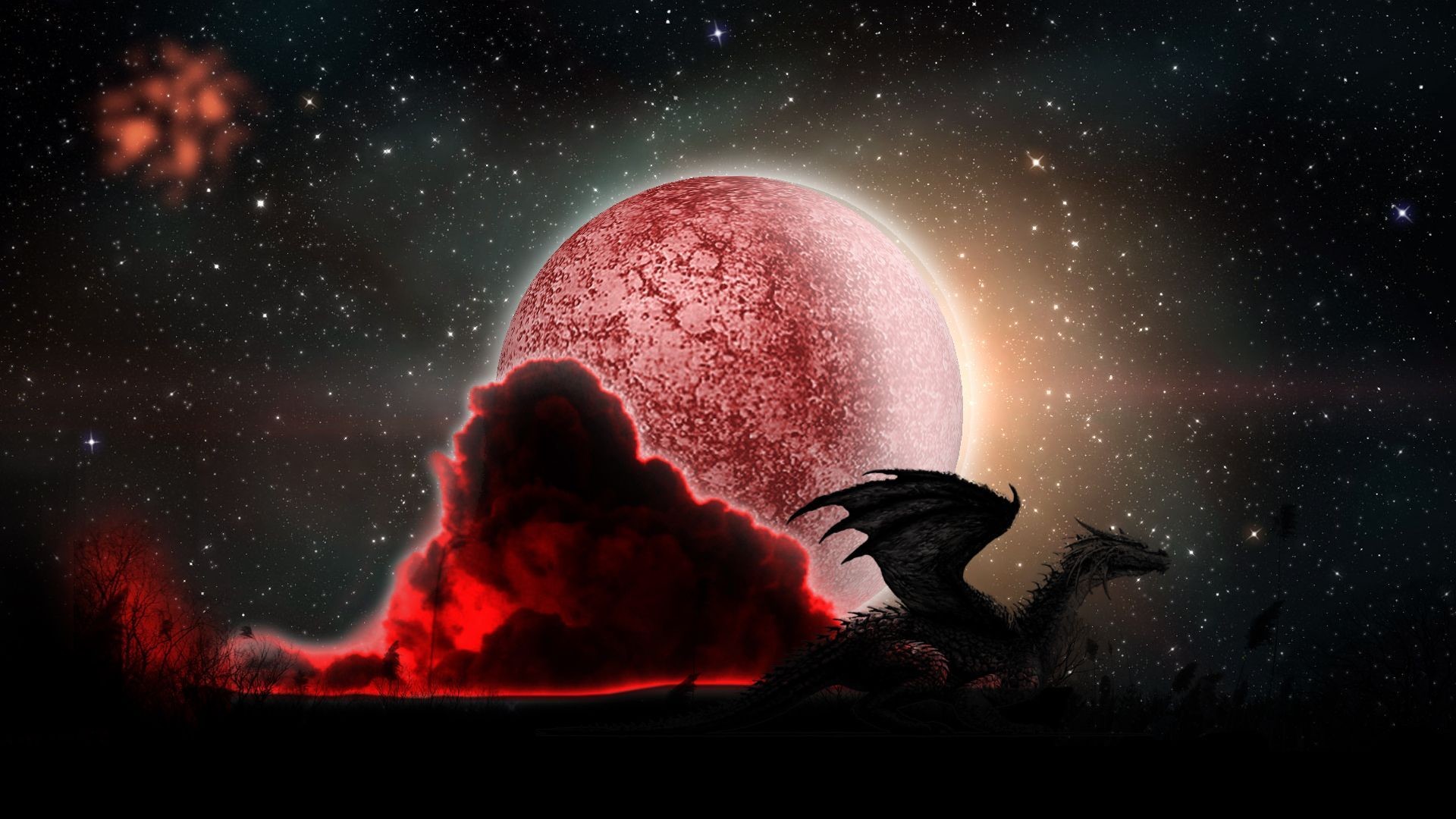 Flying To Red Moon Wallpapers