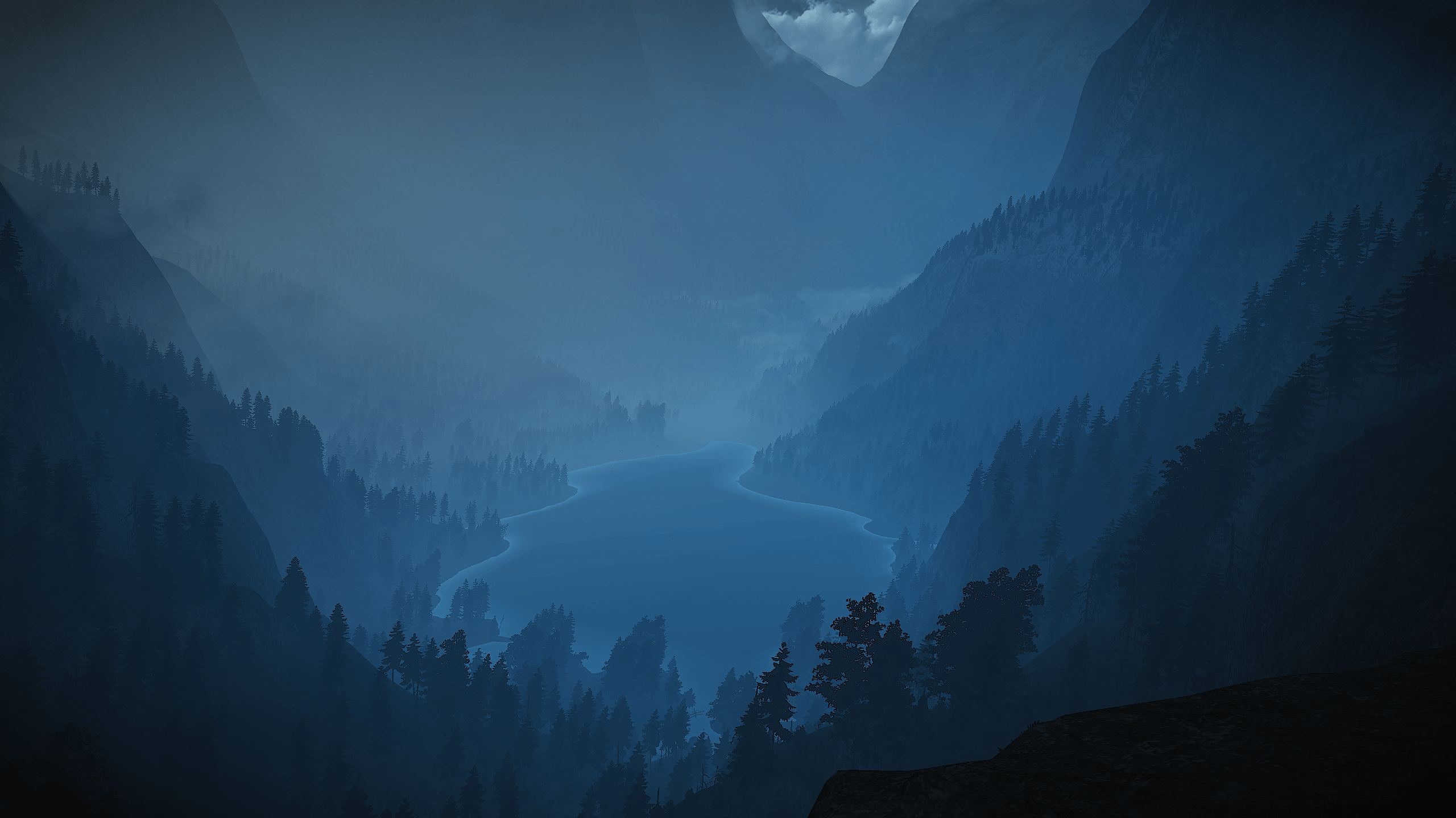 Foggy Valley With A Lake Wallpapers