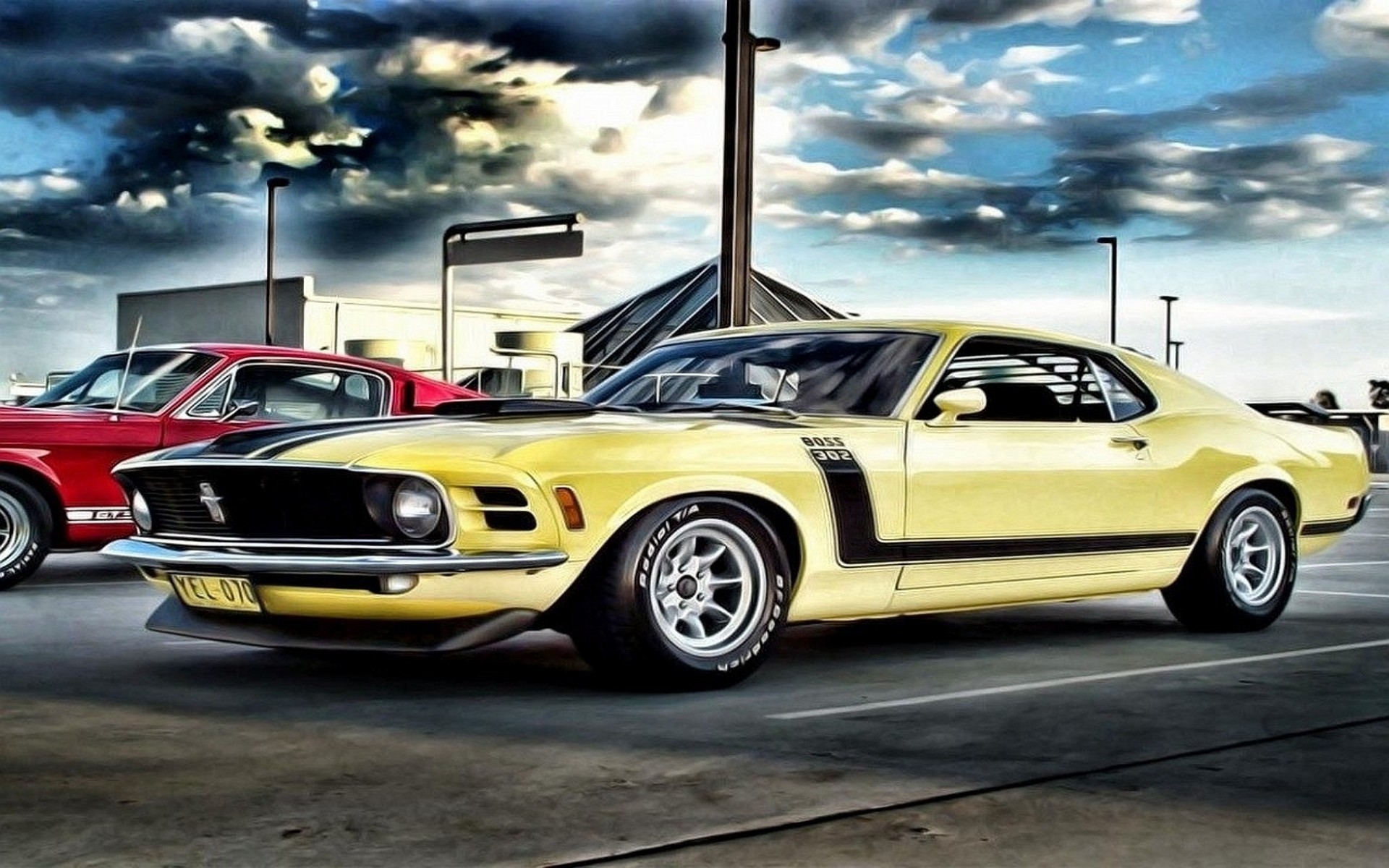 Ford Mustang Boss 302 Red Muscle Car Wallpapers