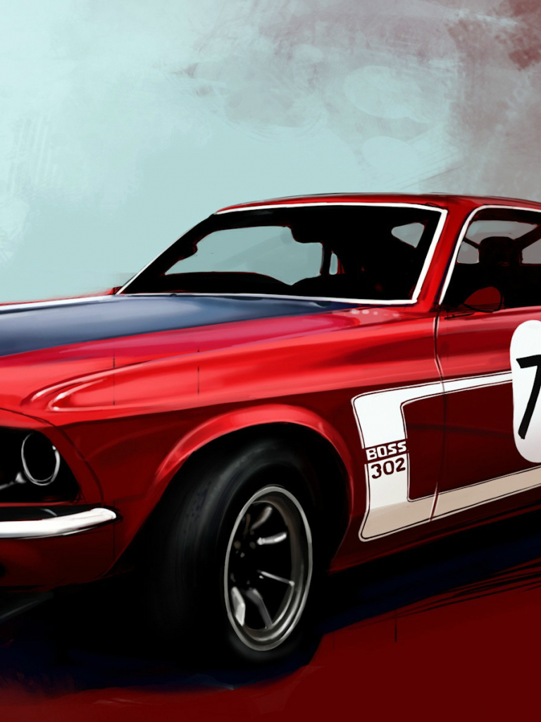 Ford Mustang Boss 302 Red Muscle Car Wallpapers