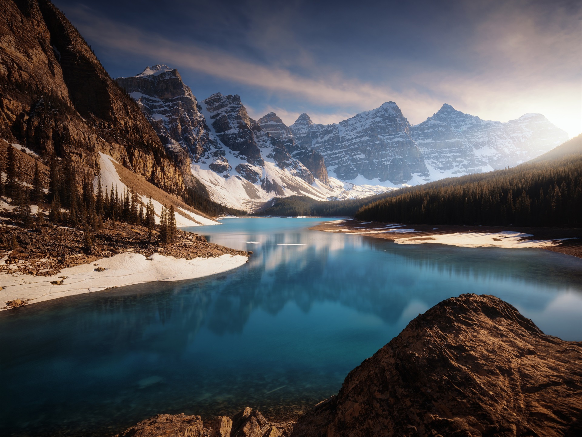 Forest Lake Mountains Snow Wallpapers