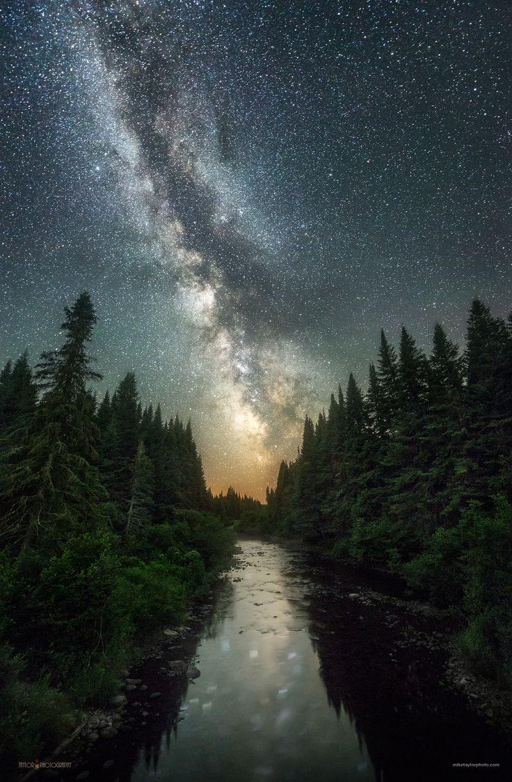 Forest Milky Way Night Reflection Over River Wallpapers