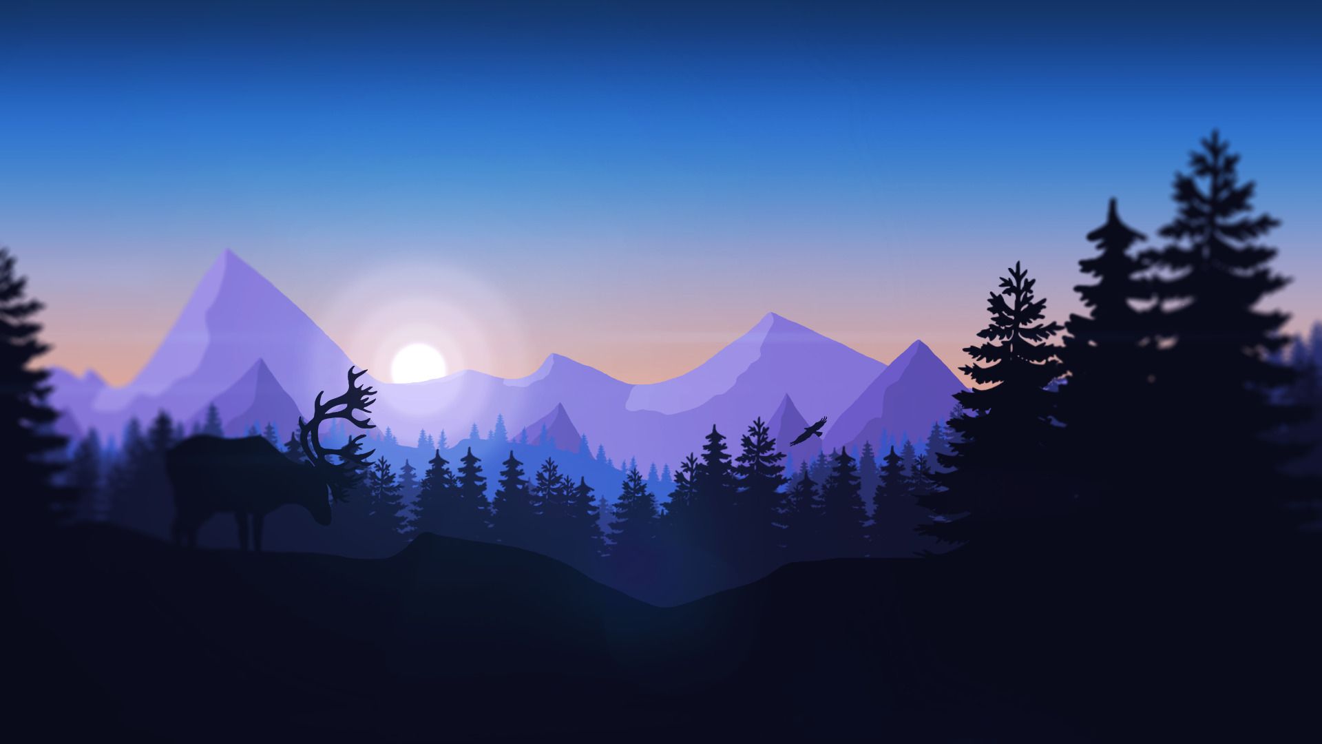 Forest Minimal Mountain Landscape Wallpapers