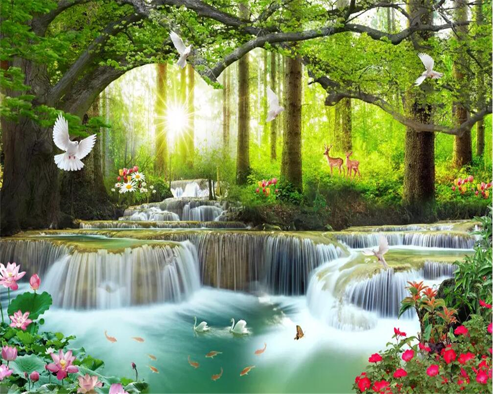 Forest Waterfall Background