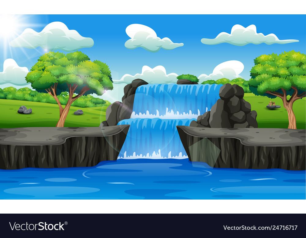 Forest Waterfall Background