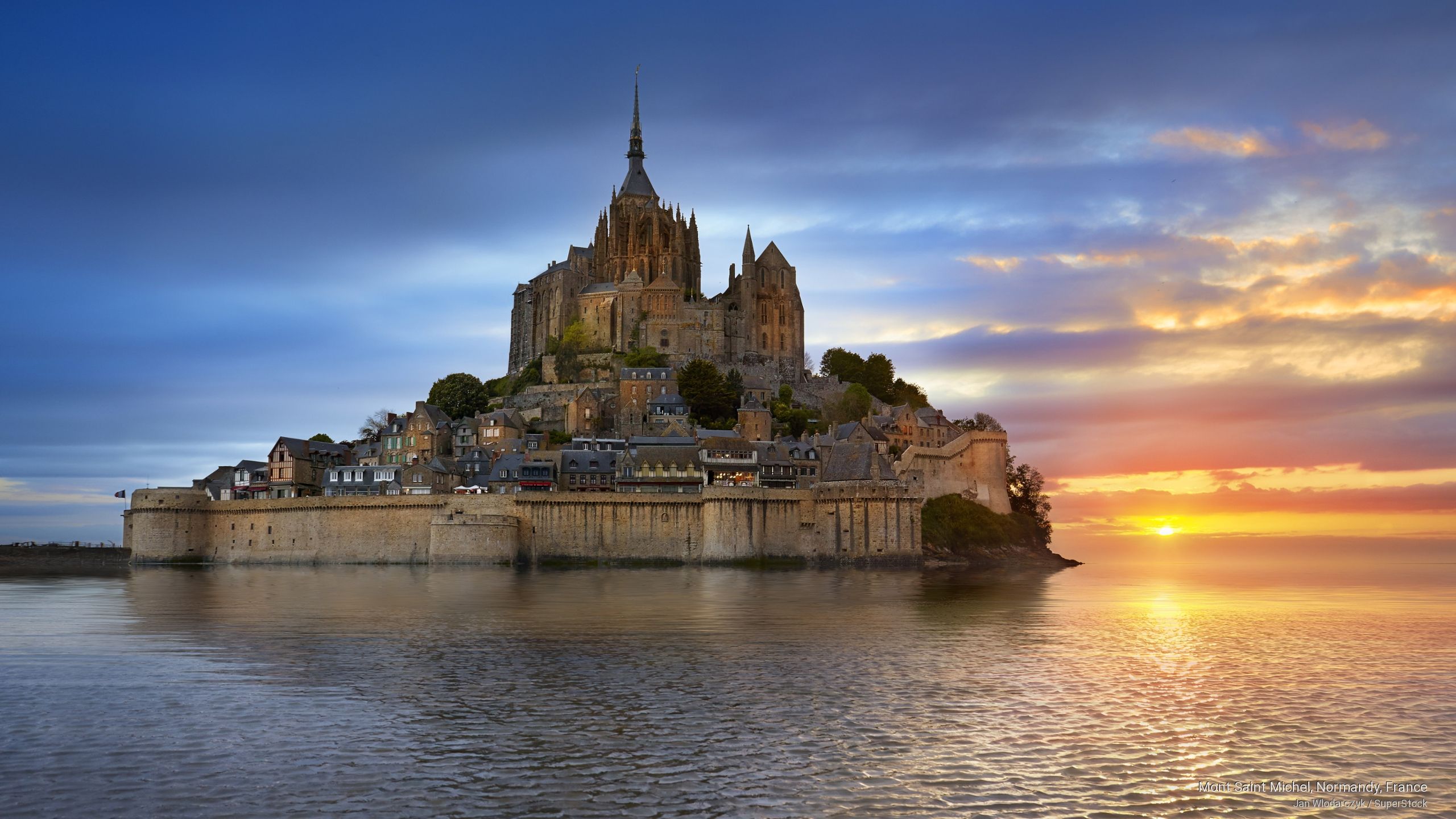 France Mont Saint Michel Sunset Wallpapers