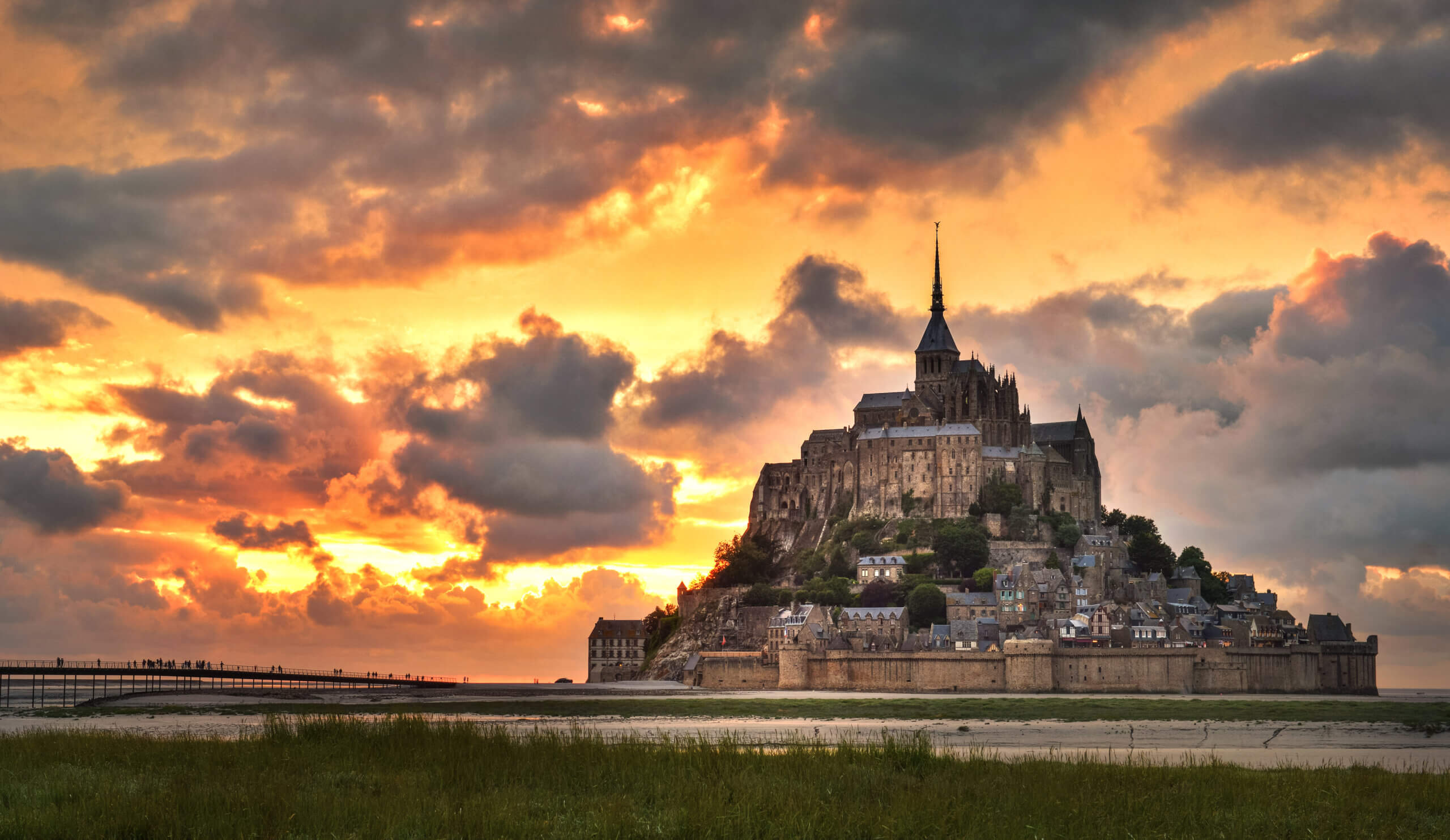 France Mont Saint Michel Sunset Wallpapers